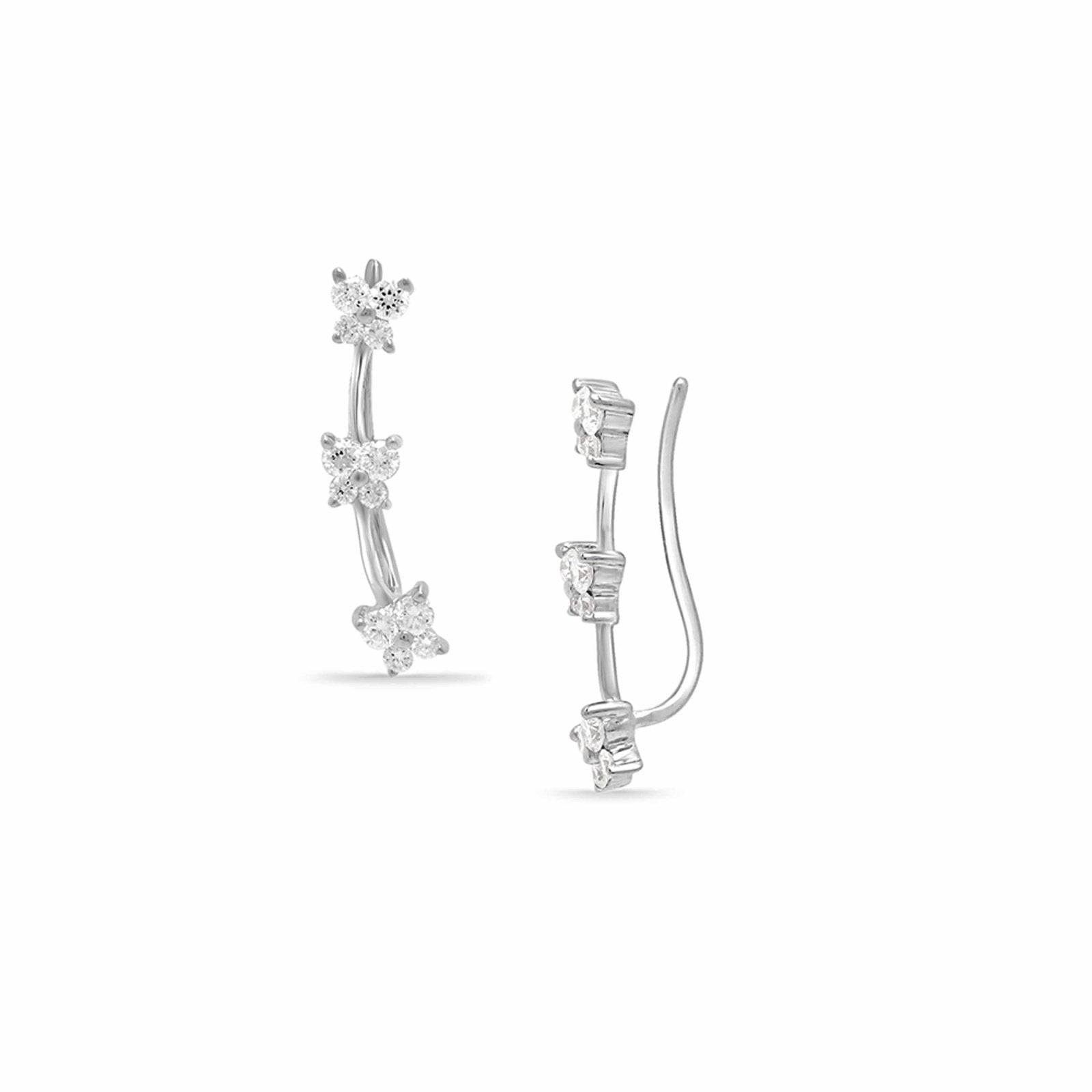 0.50 Carat Diamond Butterfly Ear Climber Earrings in 18K White Gold - Elegant & Dainty Jewelry for Women, Perfect for Parties, Weddings & Special Occasions
