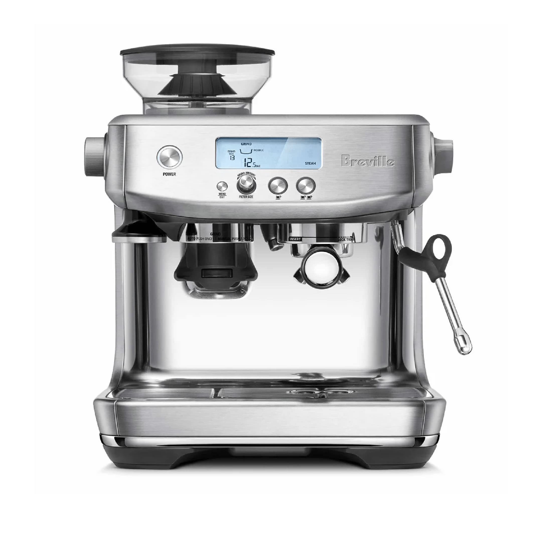 Breville the Barista Pro Espresso Machine BES878BSS - Built-in Grinder & Milk Frother, Fast 3-Second Heat Up, Professional Home Coffee Maker for Espresso, Cappuccino & Latte - Brushed Stainless Steel - Perfect for Home Baristas & Coffee Lovers