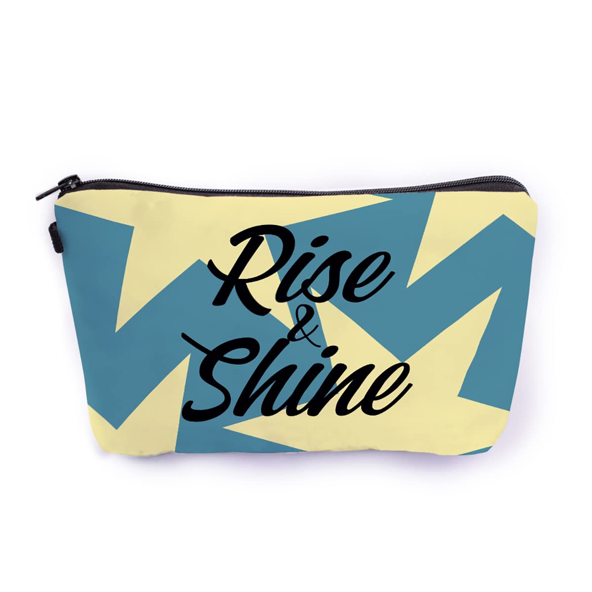 Crazyify Rise and Shine Cosmetic Bag for Women - Waterproof Canvas Makeup Pouch with Zipper, Travel Toiletry Organizer | Perfect for Daily Use, Gym, Vacation & Business Trips