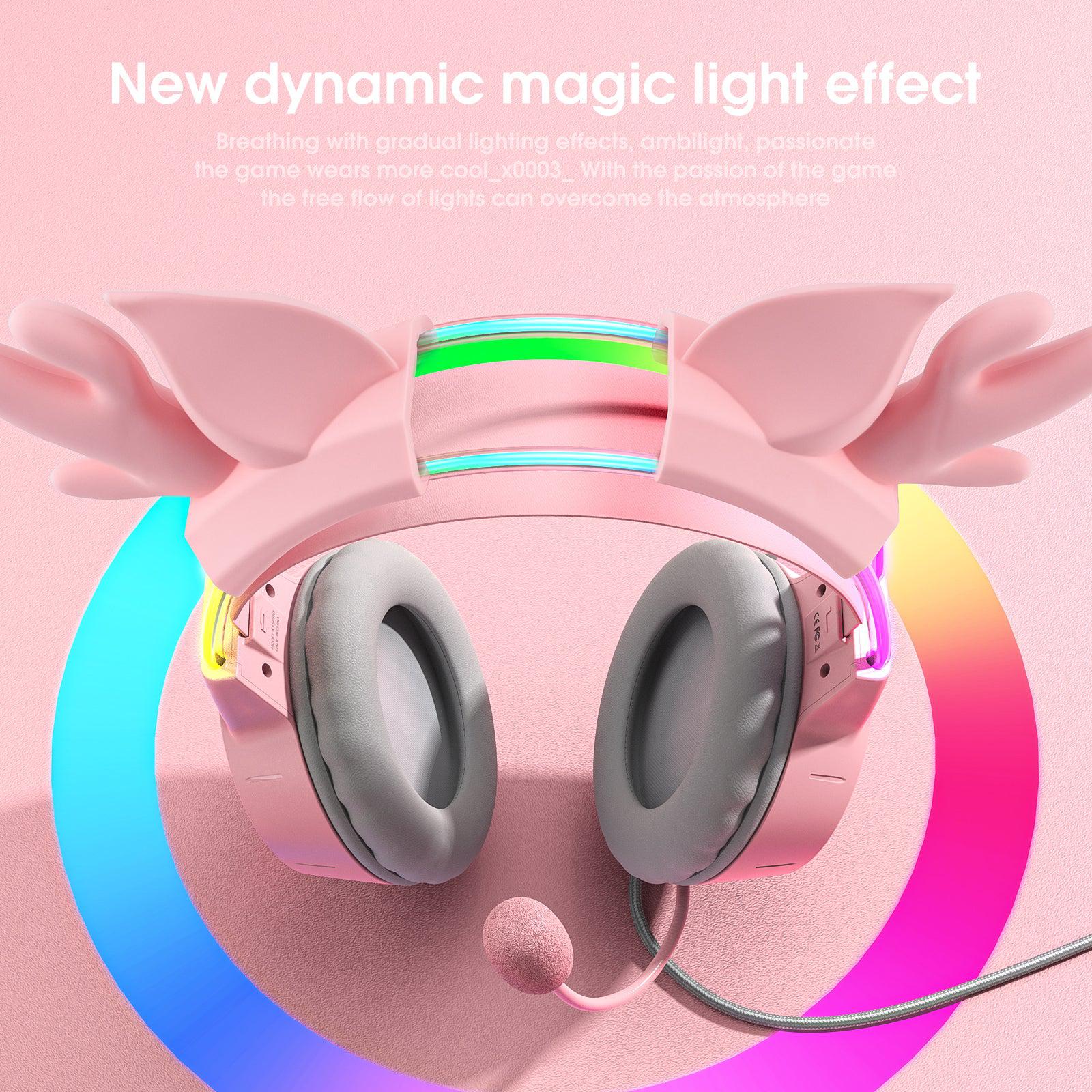 ONIKUMA X15 PRO Wireless Gaming Headset with Deer Ears - Noise Cancelling Mic, RGB Lights for PC, PS4, PS5, Xbox - Perfect for Gaming, Streaming & Cosplay