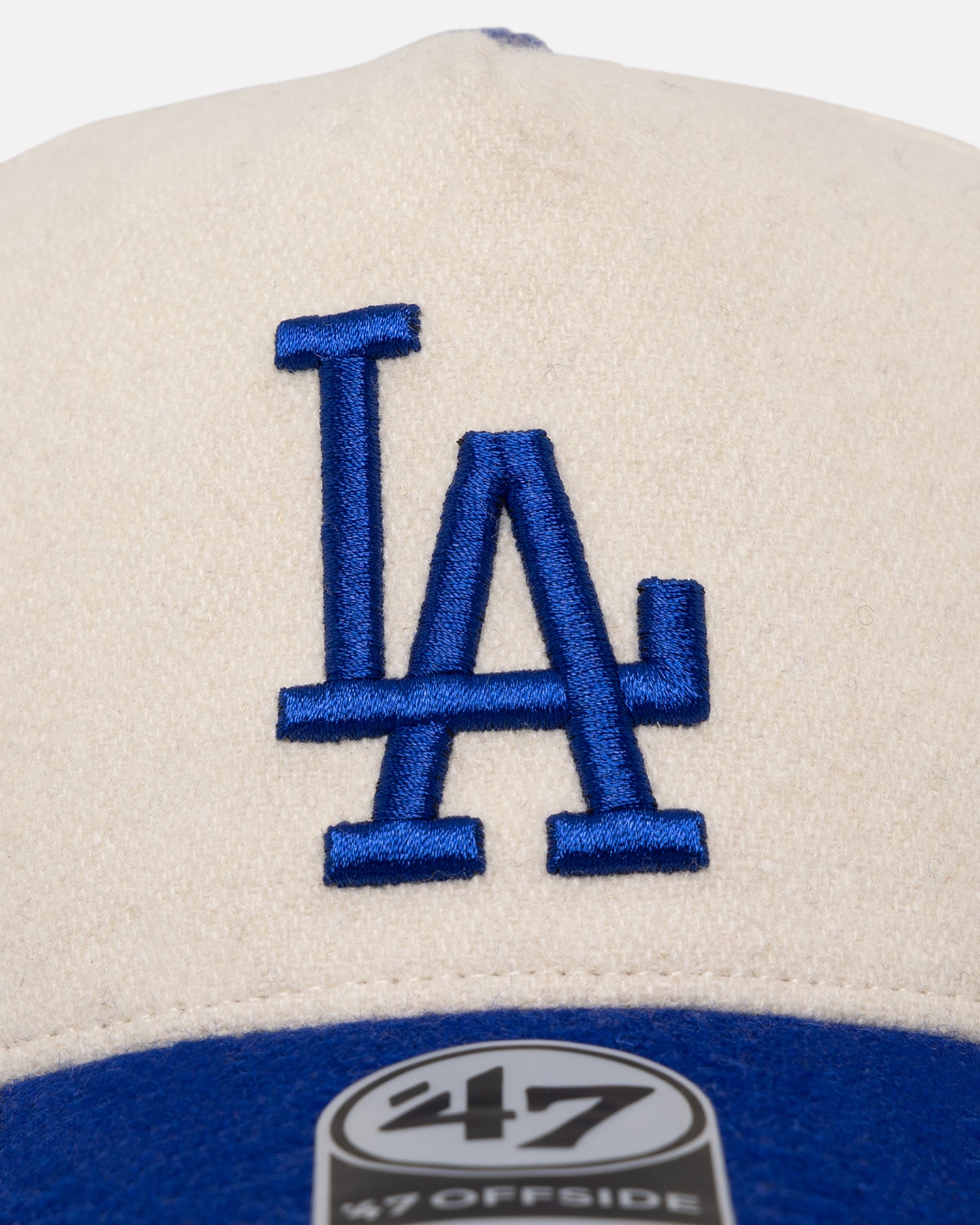 47 Brand Los Angeles Dodgers 'Wooly Offside DT' Snapback Hat - Natural/Royal Blue Adjustable Baseball Cap for Men & Women - Perfect for Game Day, Sports Events & Streetwear Fashion