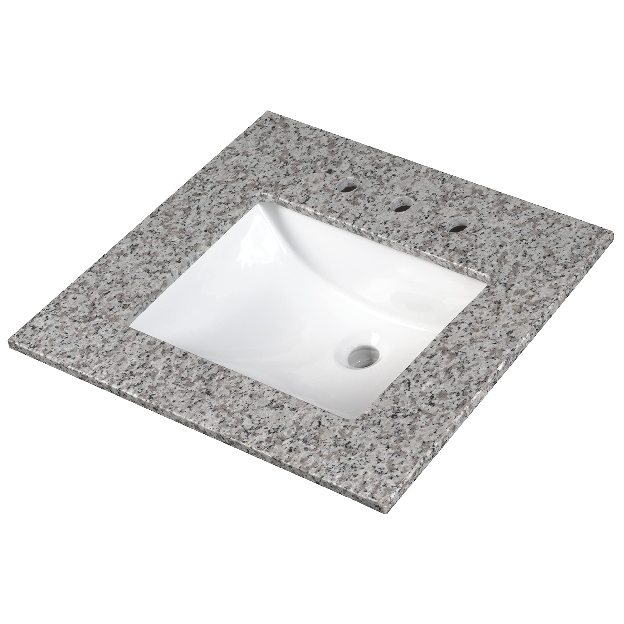 MSI Argento Grigio Vanity Top with Undermount Rectangle Ceramic Sinks - Engineered Granite Stone Bathroom Countertop, 37