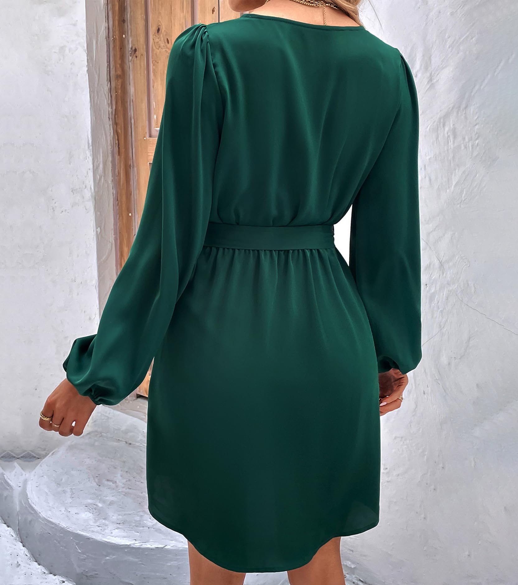 Women's Floral V-Neck Long Sleeve Midi Dress for Spring & Fall - Elegant Smocked Waist Wedding Guest & Party Cocktail Dress | Perfect for Bridal Showers, Date Nights & Office Wear