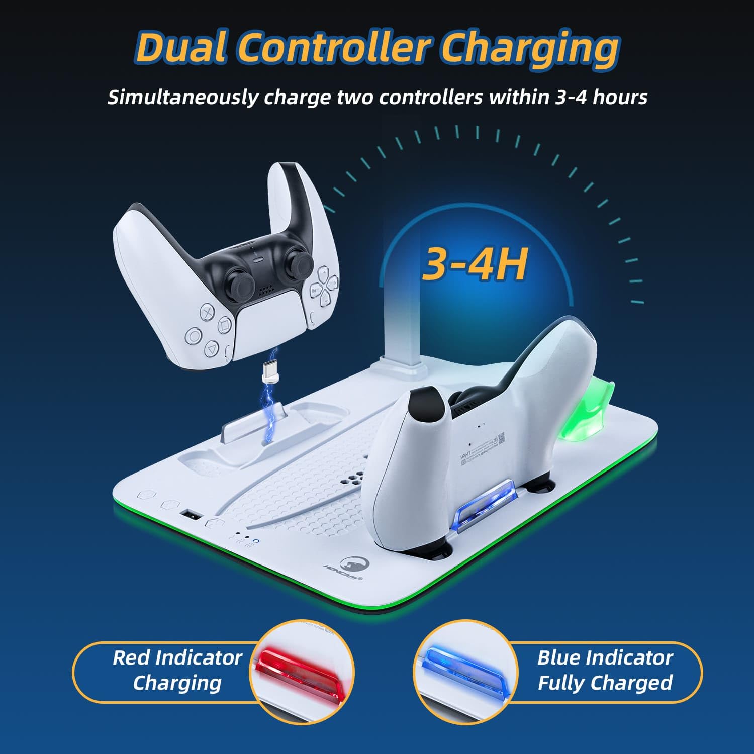 Mcbazel PS5 Slim Charging Station with Cooler & RGB Light - 3-Speed Cooling Dock, Gaming Headset Holder & Disc Storage Accessories - White (Not for PS5/PS5 Pro) | Perfect for Gaming Setup & Console Organization