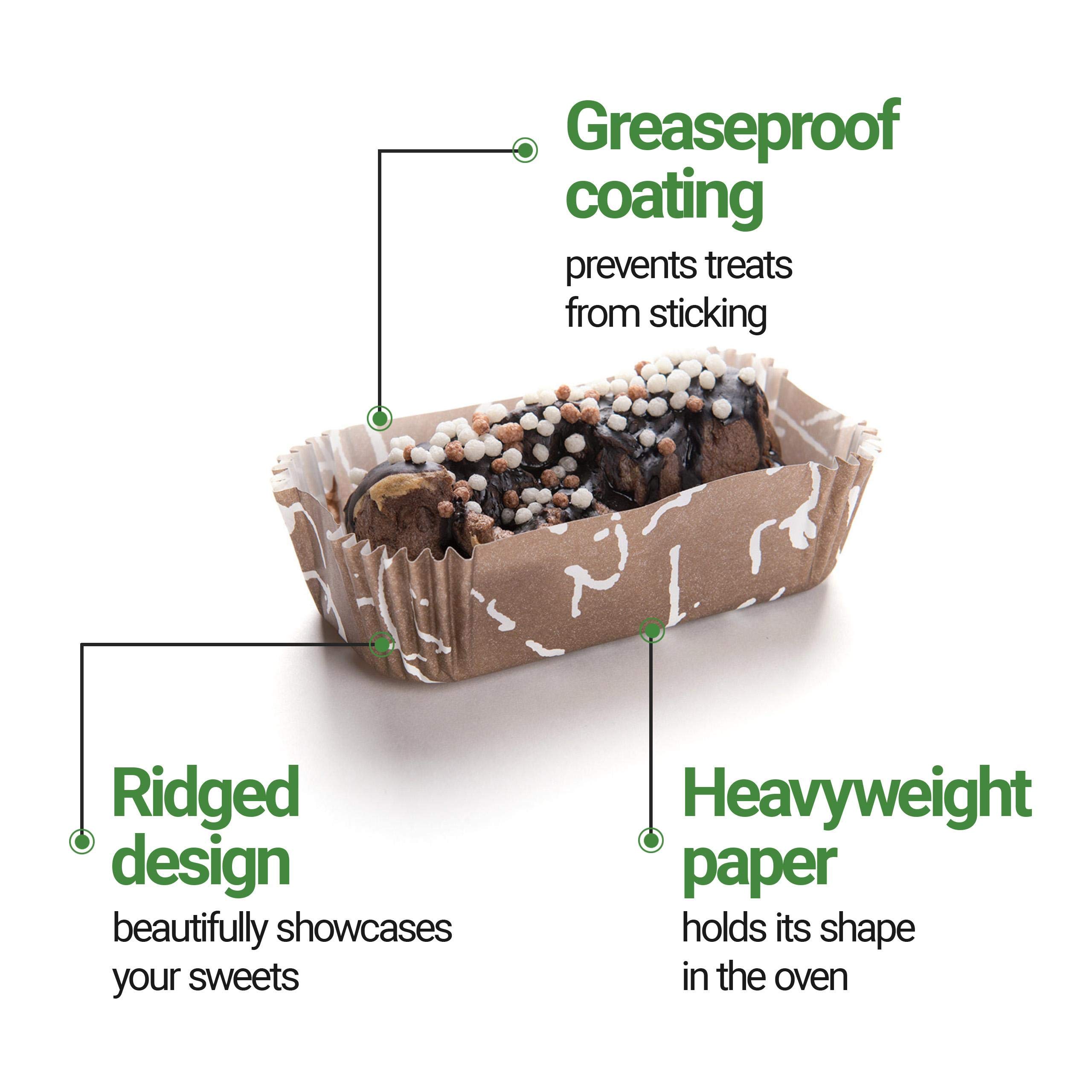 Restaurantware Panificio 4.5oz Baking Cups - 200 Count Ridged Cupcake Liners | Oven-Safe & Freezer-Friendly Brown & White Paper Muffin Wrappers | Perfect for Weddings, Baby Showers & Chocolate Desserts | Disposable & Eco-Friendly