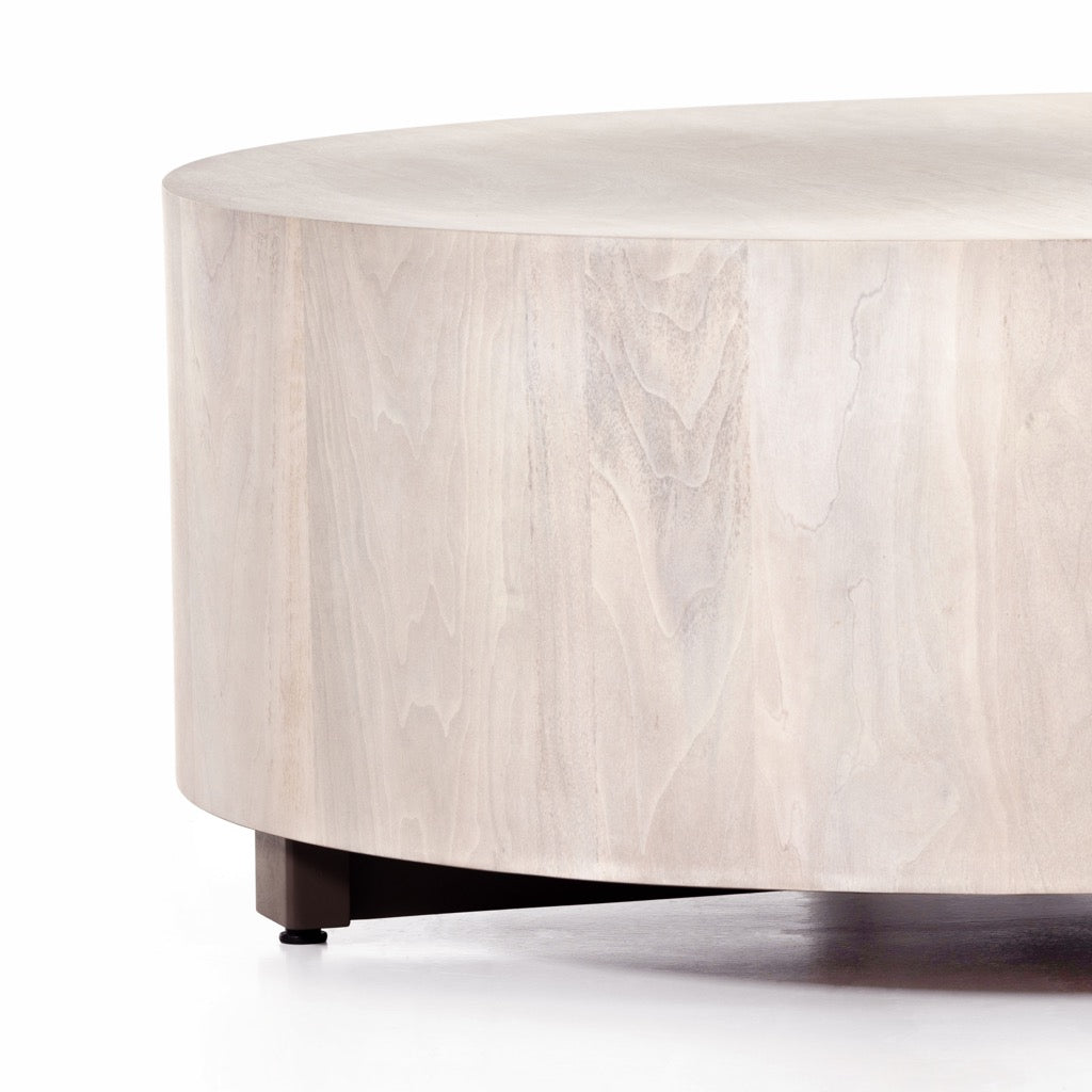 Hudson Round Coffee Table - Solid Ashen Walnut Wood - Modern Living Room Center Table for Home Decor & Entertaining