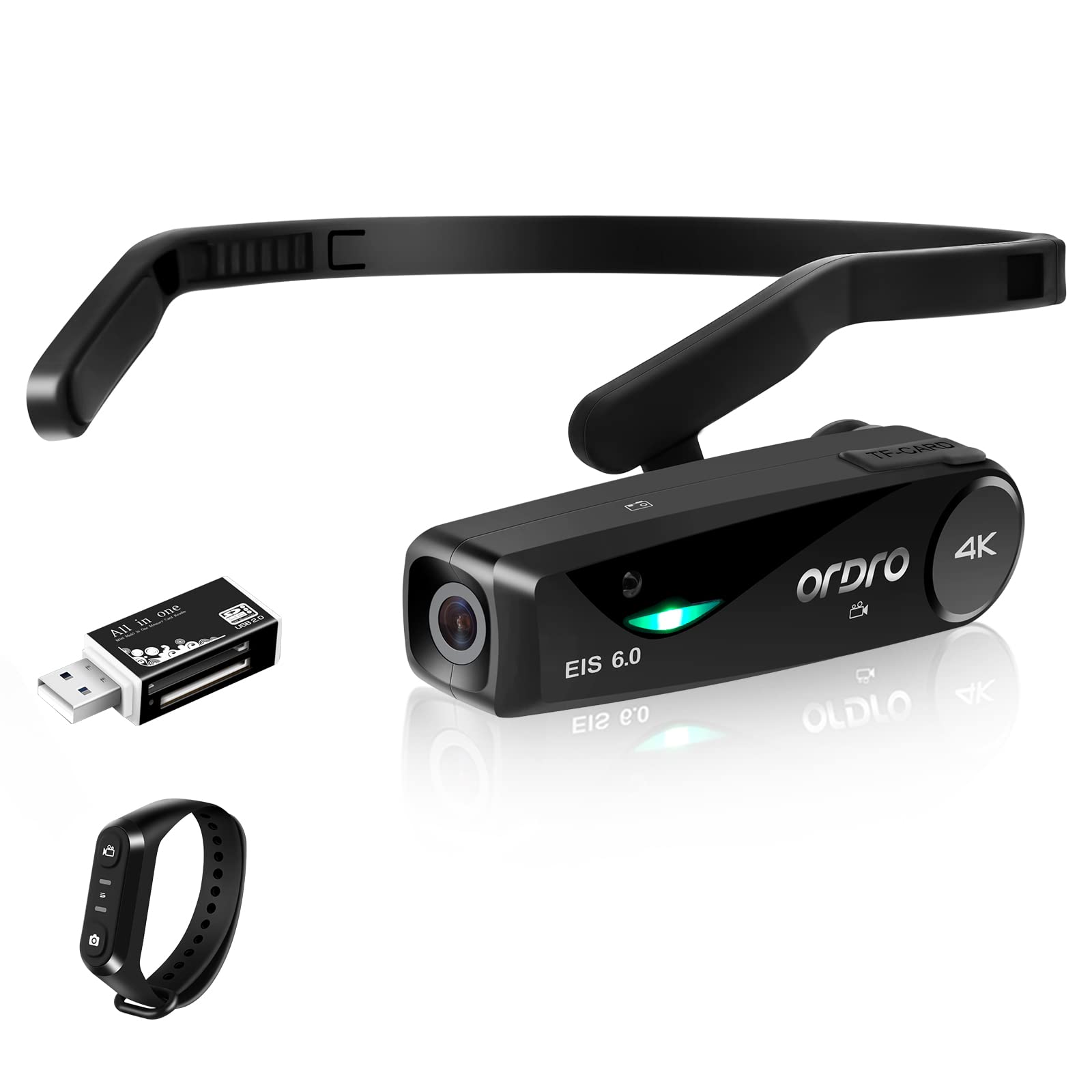 ORDRO EP6 Plus 4K Head Mounted Camera - Wearable Hands-Free Vlogging Camcorder with WiFi APP Control, UHD 1080P 60FPS, EIS 6.0 Anti-Shake & Smart Remote - Perfect for Action Sports, Travel Vlogging, and Outdoor Adventures