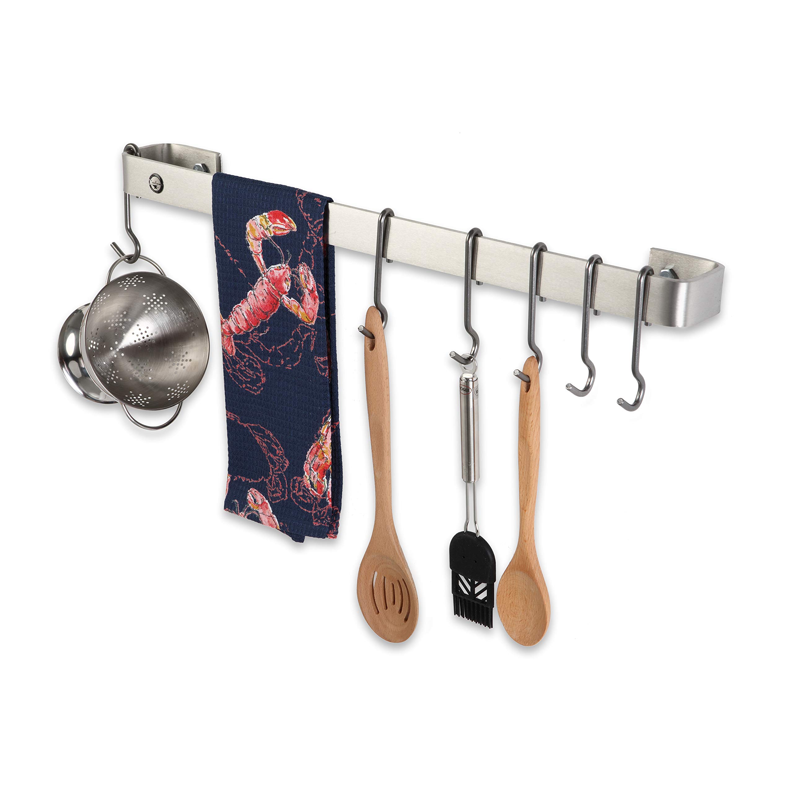 Enclume Premier 18-Inch Stainless Steel Wall Mounted Pot Rack & Utensil Bar - Perfect for Kitchen Organization, Space Saving Storage for Pots, Pans & Cooking Tools