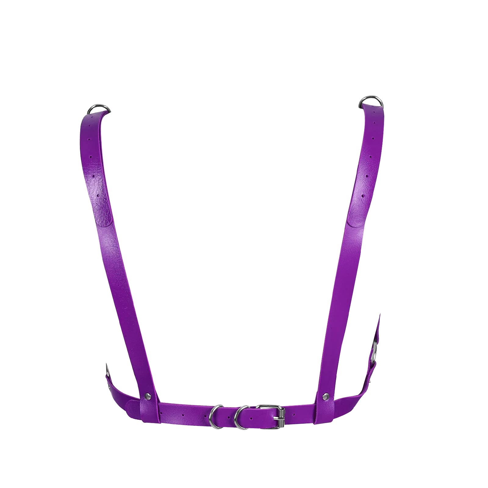 Stylish Black PU Leather Body Chain Punk Layered Chest Jewelry for Women - Gothic Party Belt, Navel Chain for Carnival, Club Wear & Festival Outfits (Purple, One Size) - Perfect for Rave, Cosplay, Halloween & Bachelorette Parties