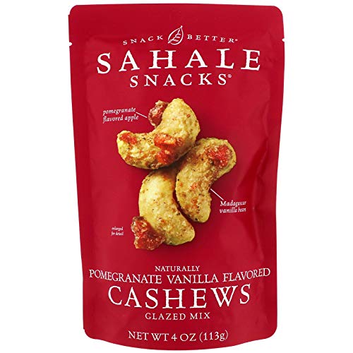 Premium Sahale Snacks Cashews with Pomegranate & Vanilla - Gluten-Free Gourmet Nuts (4oz, Pack of 3) - Perfect for Snacking, Gifts & Healthy On-The-Go Lifestyle