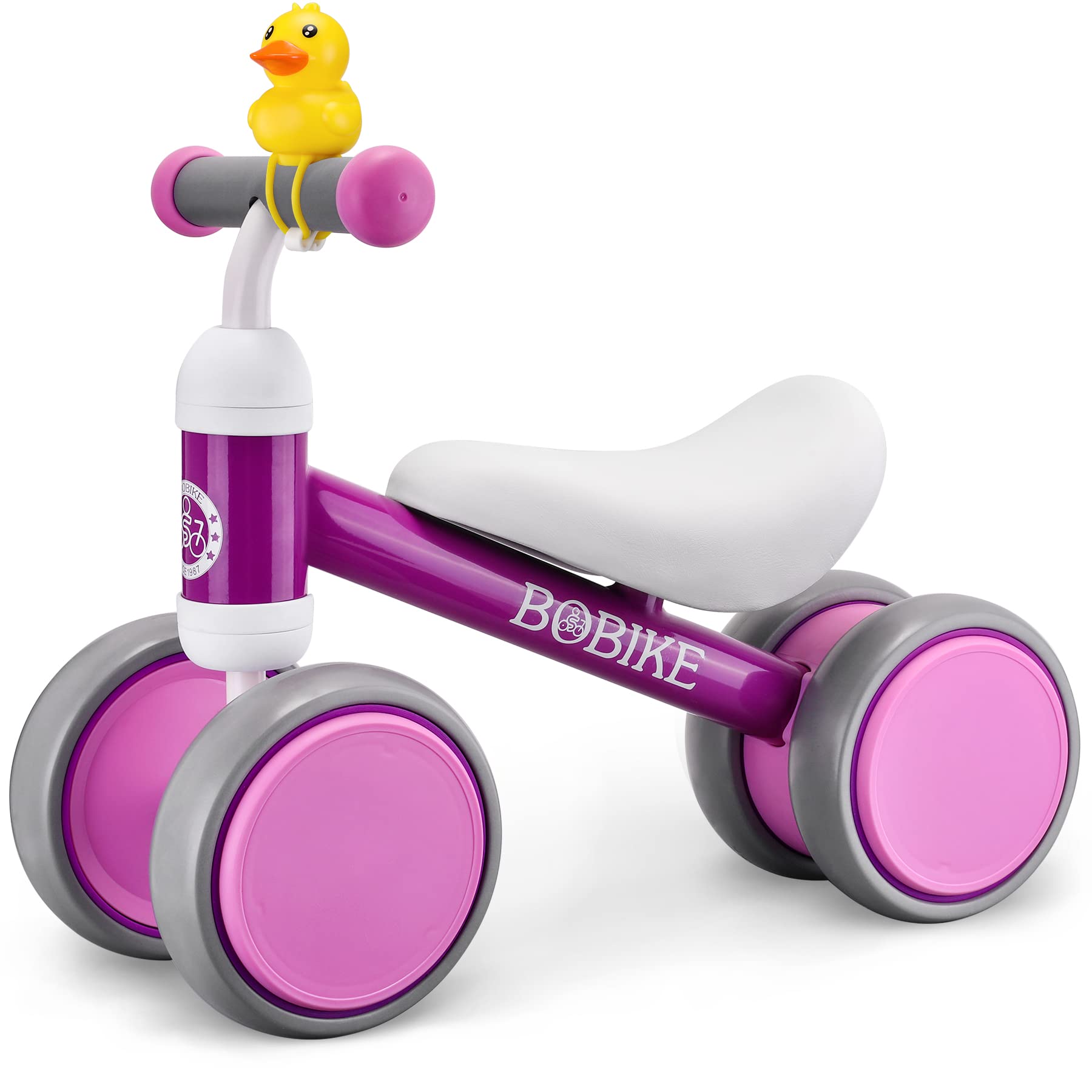 **Best Baby Balance Bike for 12-36 Months - No Pedal 4-Wheel Toddler Bike for Boys & Girls - Perfect First Birthday Gift, Learning Walker Toy (Classic Purple) - Ideal for Indoor & Outdoor Play, Early Riding Skills Development**