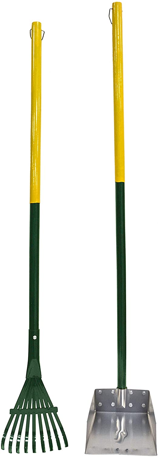 Wee Wee® Dog Poop Rake and Scoop Set - Stainless Steel Pet Waste Cleanup Tool for Backyard, Lawn, Park - Durable Pooper Scooper with Ergonomic Handle for Easy Dog Waste Removal