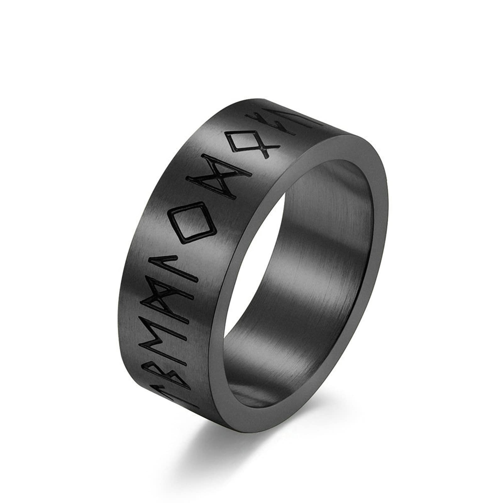 Bishilin Men's Engagement Ring - Custom Silver, Black & Gold Wedding Band - 8MM Stainless Steel Viking Ring for Men - Perfect for Proposals, Anniversaries & Gifts