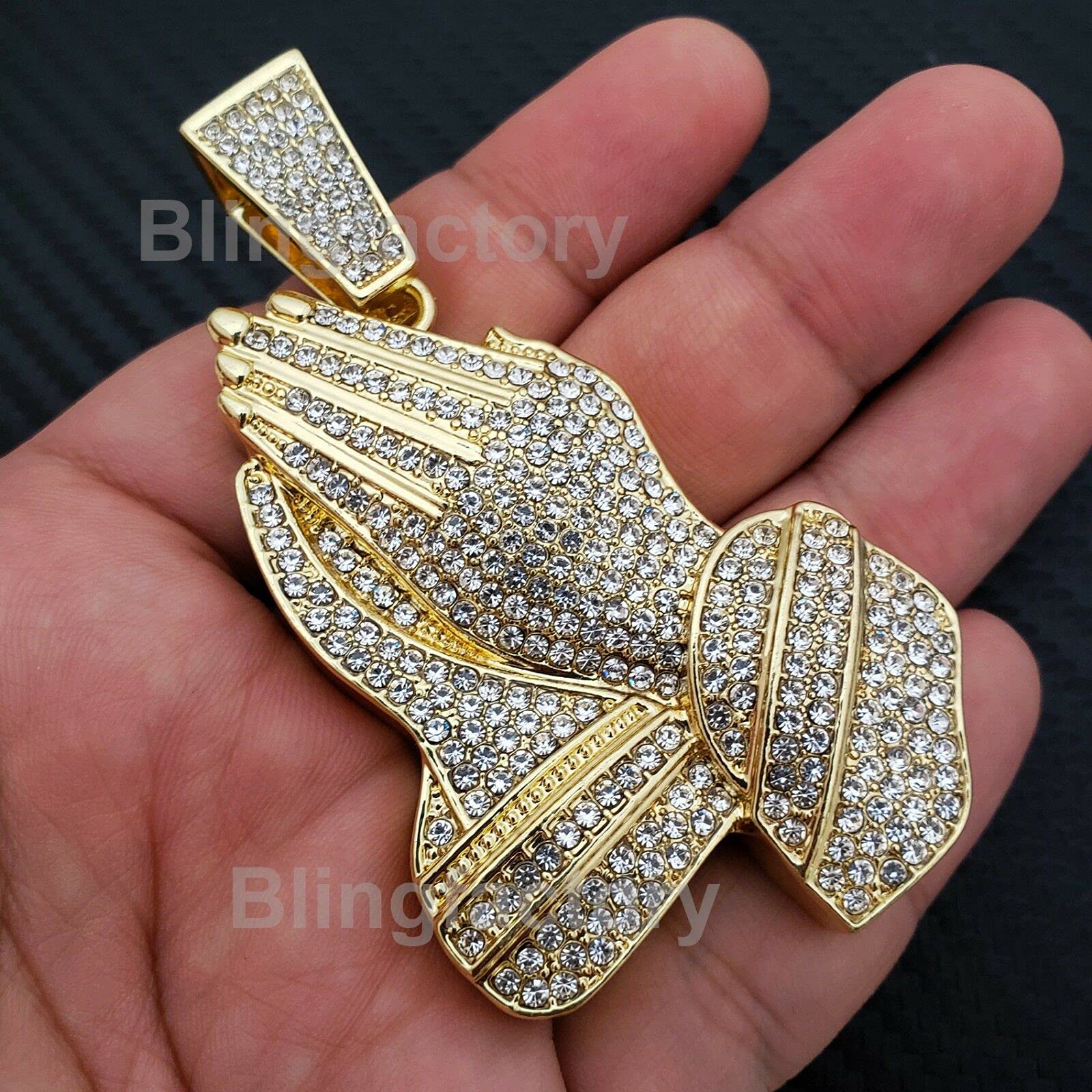 Gold Plated Hip Hop Praying Hands Pendant & 20