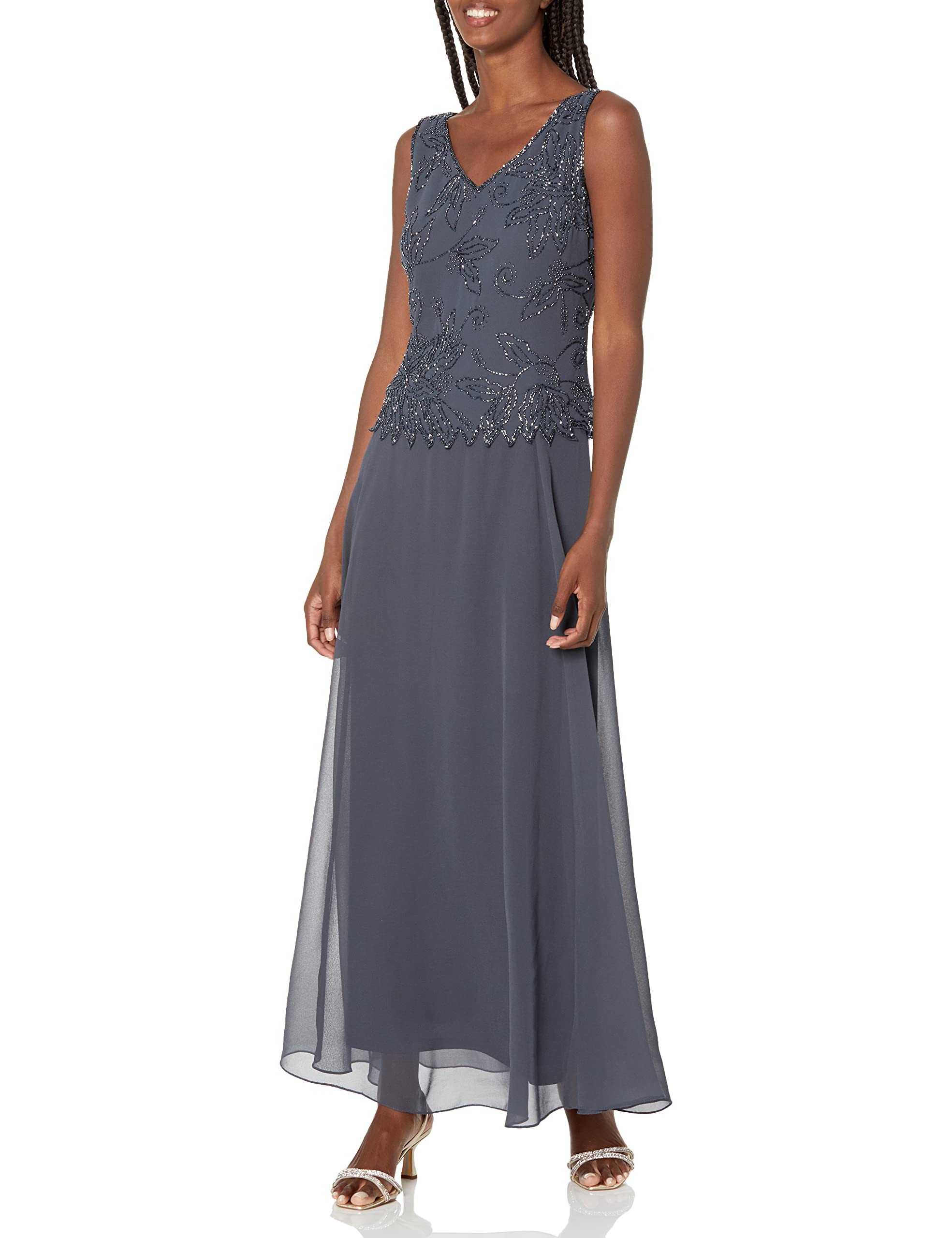 J Kara Women's Beaded Long Jacket Dress Two Piece Set - Elegant Boho Chic Outfit for Parties, Weddings & Special Occasions