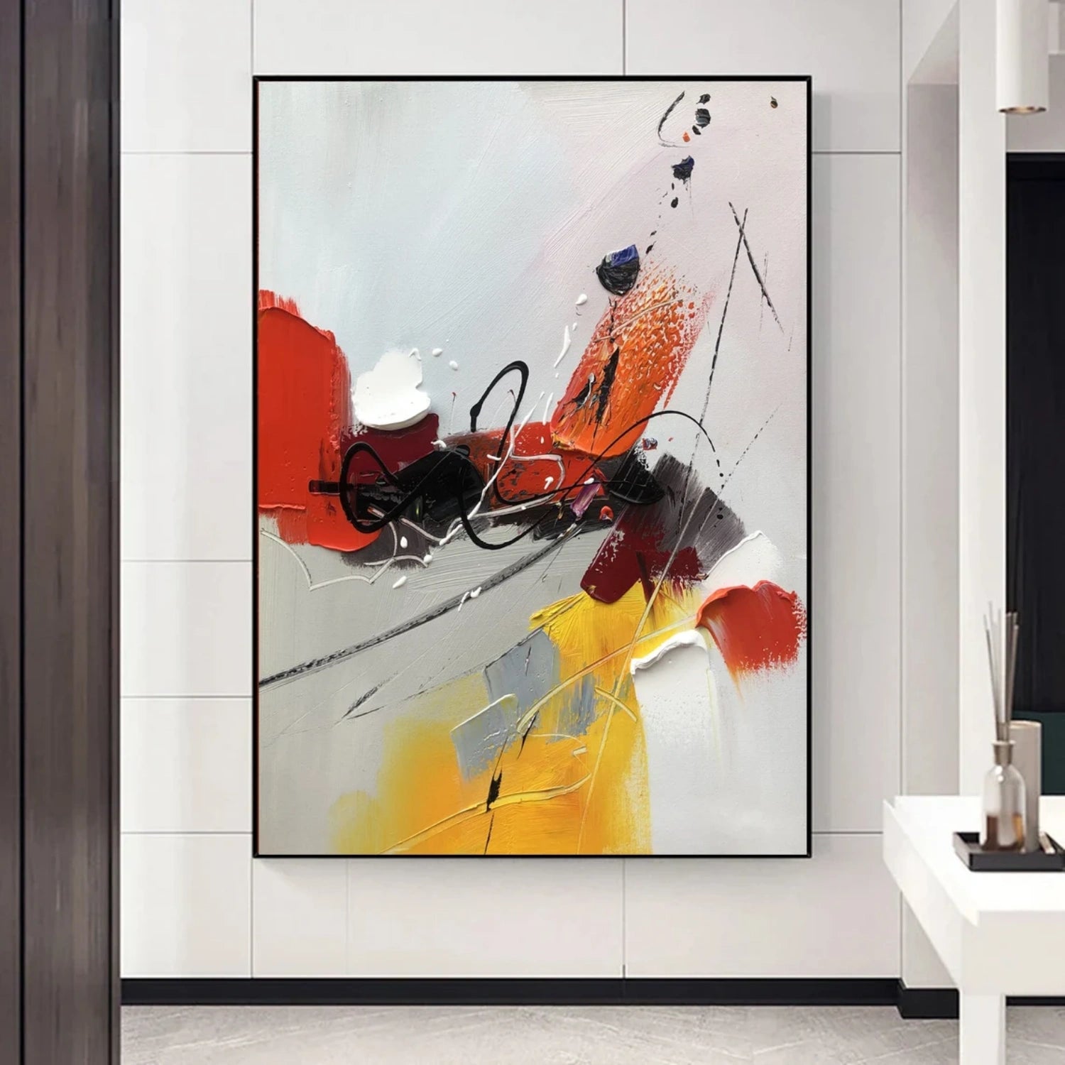 Abstract Texture Painting #AB 326 - Modern Wall Art Decor for Living Room, Bedroom & Office - Handmade Canvas Artwork