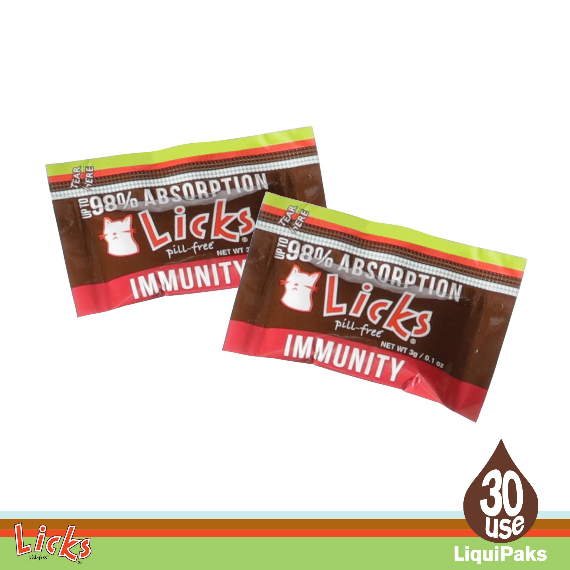 Licks Pill-Free Cat Immunity Booster - Immune Support Supplement for Cats - Respiratory Health Gel Packets (30 Uses) - Ideal for Boosting Immunity & Respiratory Health in Cats