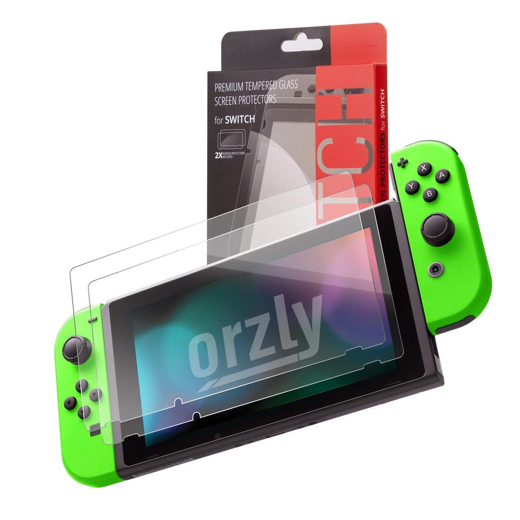 Orzly Nintendo Switch Accessories Bundle - Carry Case, Tempered Glass Screen Protector, USB Charging Cable, Game Case, Comfort Grip & Headphones (Green) | Perfect for Travel, Gaming On-The-Go & Switch Protection