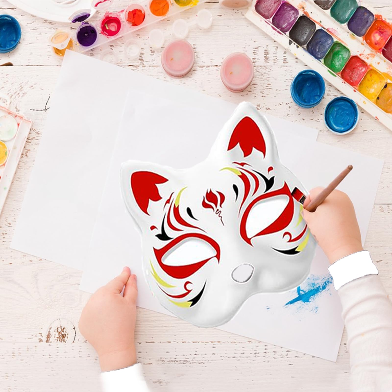 10PCS White Cat Therian Masks for Halloween, Cosplay & Costume Parties - Perfect for Masquerade Balls, Kids Dress-Up, Anime Conventions & Themed Events