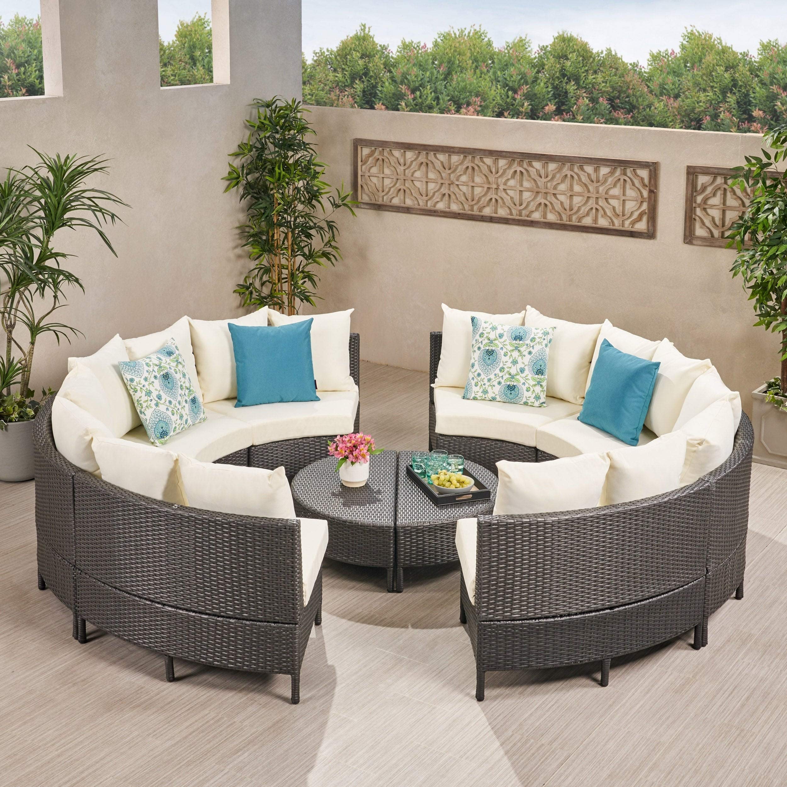 Christopher Knight Home 295752 Outdoor Patio Sofa Set - 3-Piece Waterproof Wicker Sectional with Cushions for Backyard, Garden, Poolside & Deck Relaxation