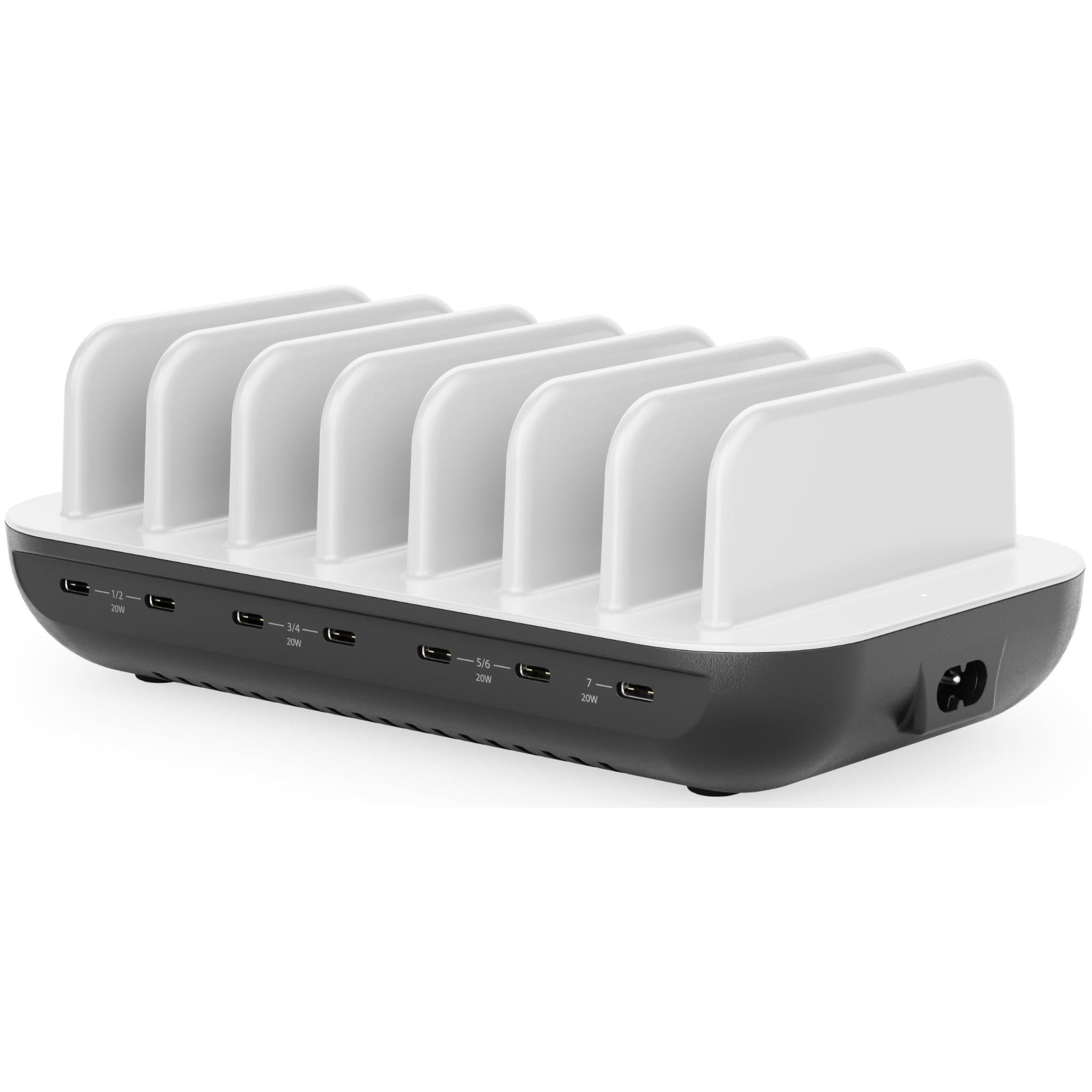 Alogic Powerfin 7-Port USB-C Desktop Charging Station 80W Fast Charger for Multiple Devices - Perfect for Home, Office & Travel Use