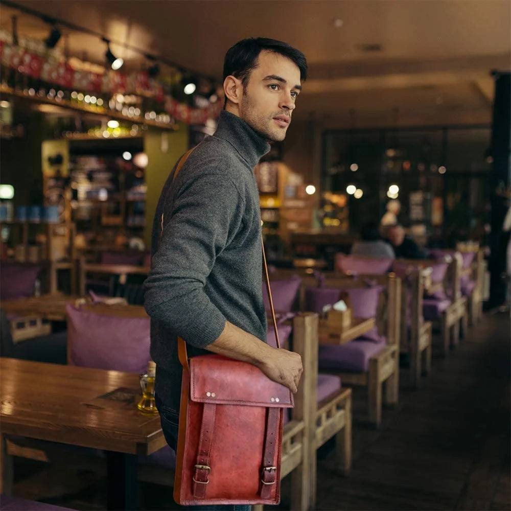 Zeus 11 Leather Crossbody Bag for iPad & Tablet - Stylish Messenger Purse for Work, Travel & Daily Commute