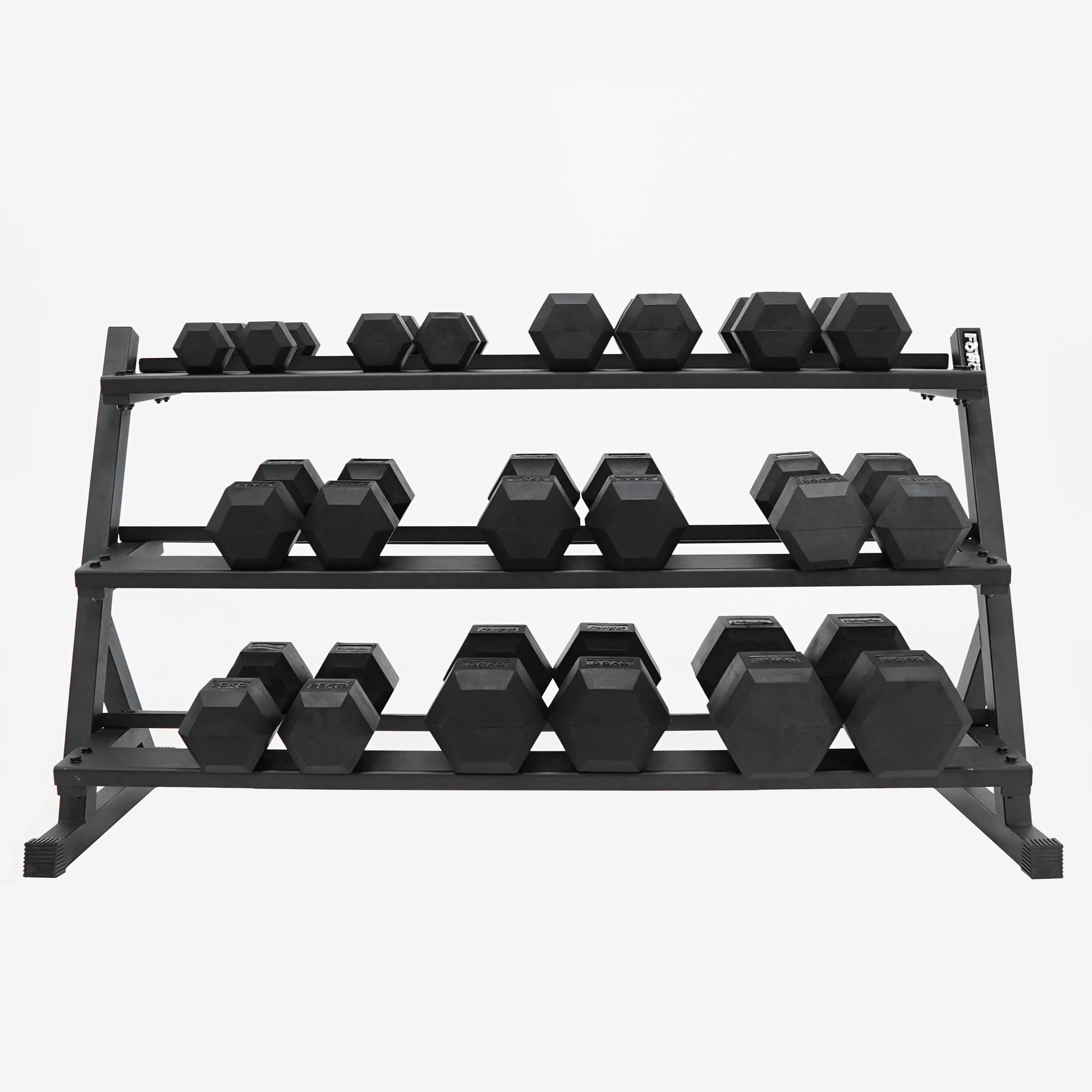 Force USA 3-Tier Dumbbell Rack - Heavy Duty Steel Weight Rack Organizer for Home Gym & Commercial Use - Perfect for Dumbbell Storage and Workout Space Organization