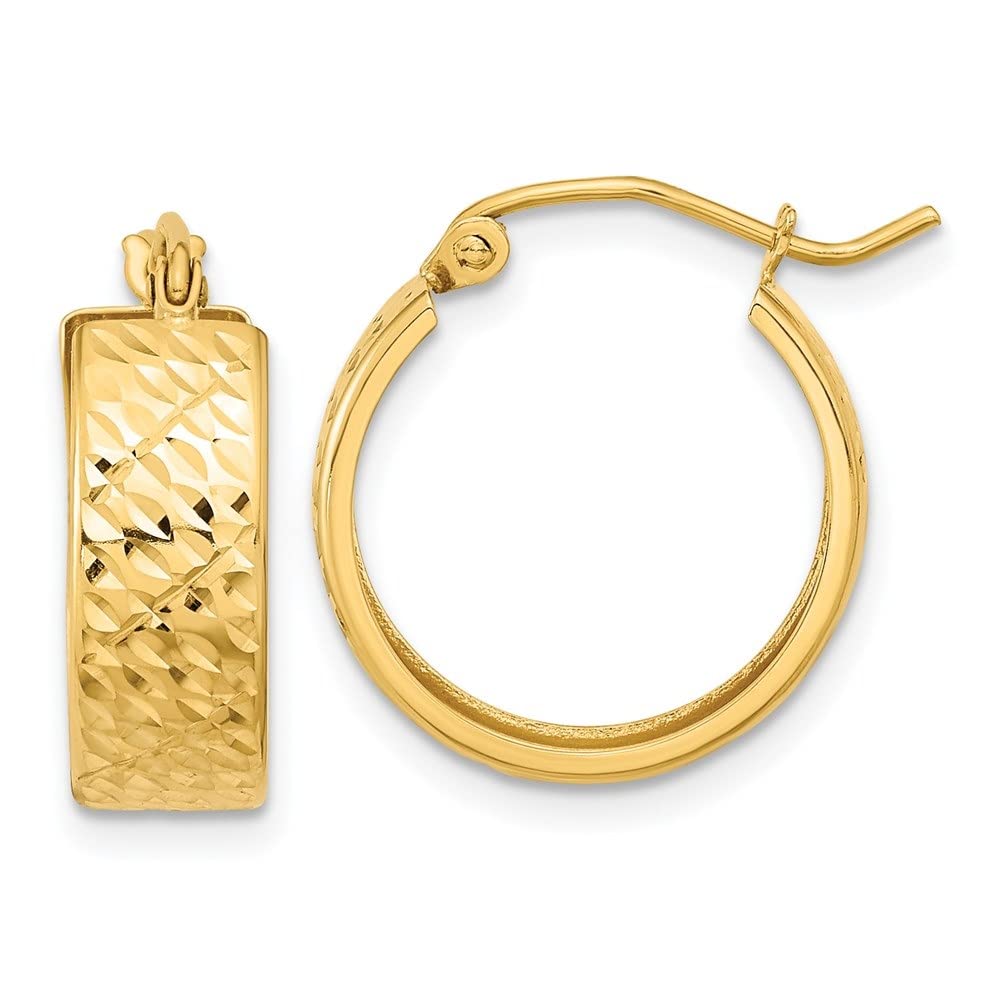 14K Gold Diamond-Cut Hoop Earrings for Women - Elegant Everyday Jewelry for Work, Party & Special Occasions