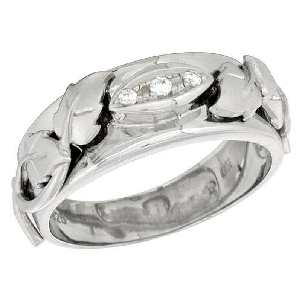 Sterling Silver Cubic Zirconia Men's Wedding Band Ring - 5/16 Inch Wide, Comfort Fit, Hypoallergenic - Perfect for Engagement, Anniversary & Everyday Wear