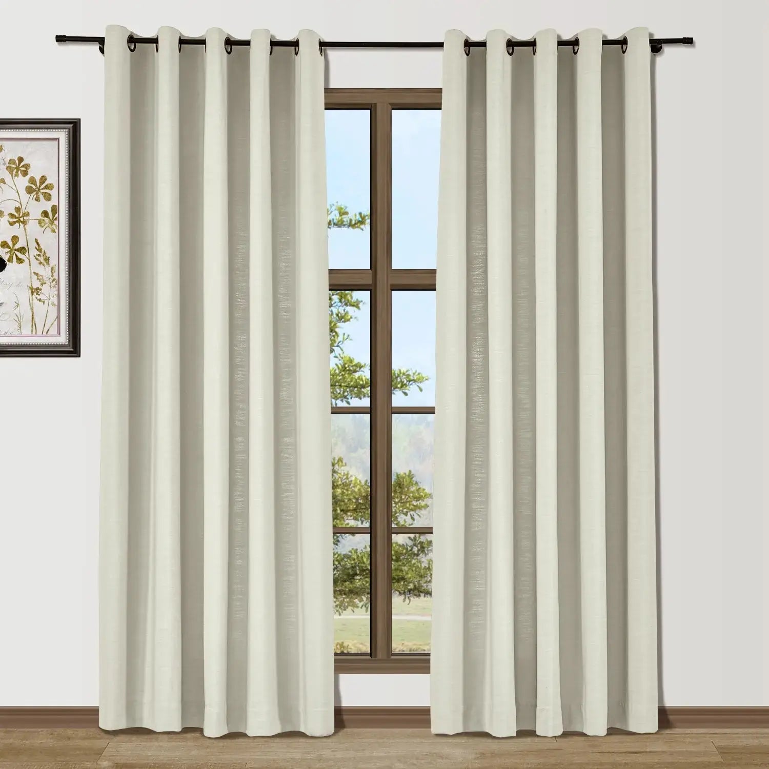 Isabella Heavyweight Cotton Grommet Curtains - Blackout Drapes for Living Room & Bedroom - Noise Reducing Thermal Insulated Window Panels (Set of 2)