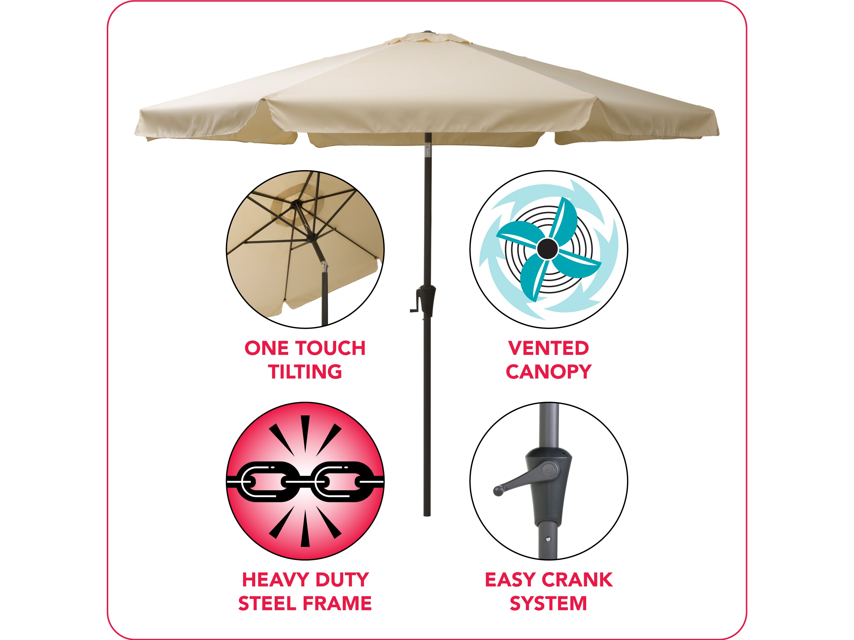 10ft Round Warm White Patio Umbrella - Outdoor Cantilever Umbrella for Poolside, Garden, and Backyard Relaxation