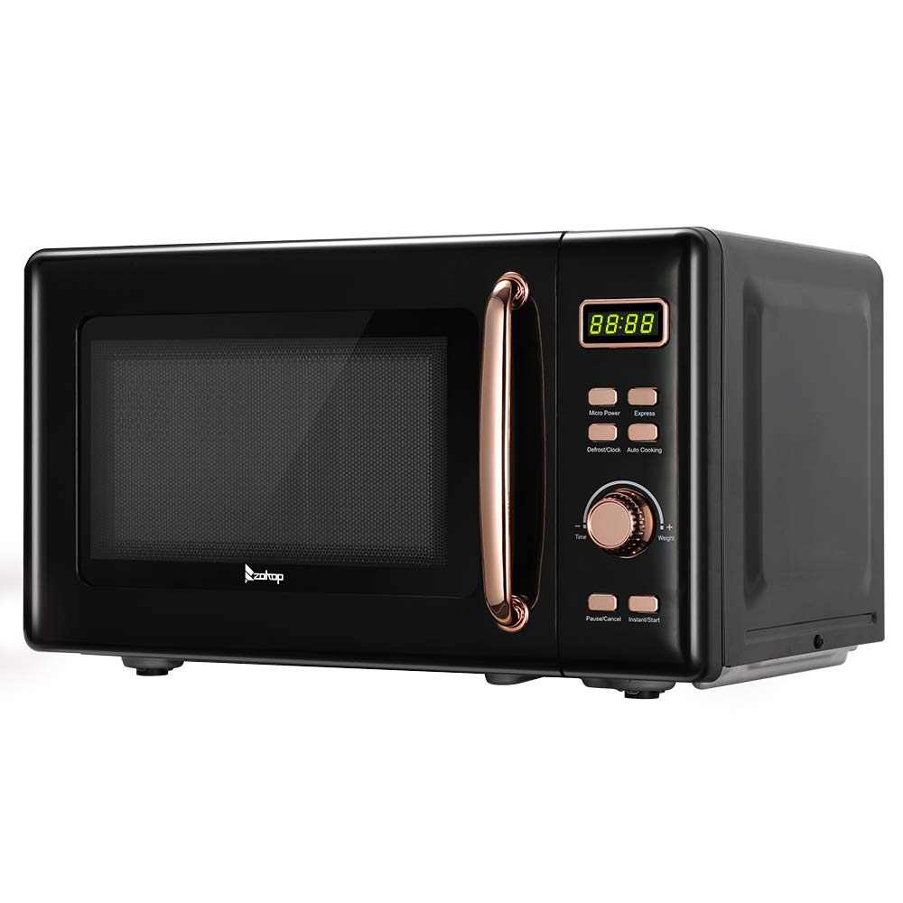 20L Countertop Microwave Oven with LCD Display - Retro Style Black Microwave for Kitchen, Dorm, Office | Fast Heating & Defrosting | Compact Space-Saving Design