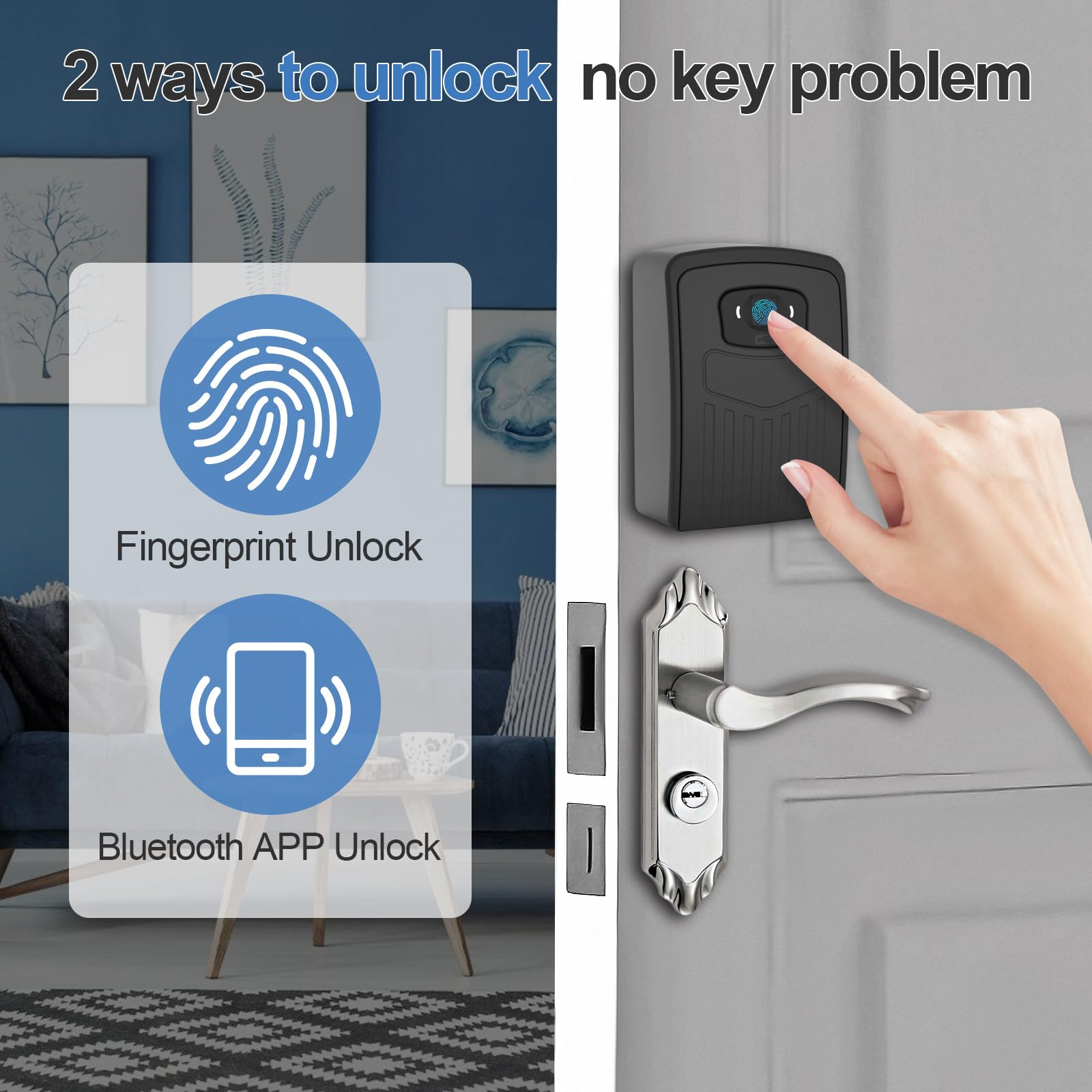 Smart Fingerprint Key Lock Box for Outdoor Use - WiFi & Bluetooth Enabled Key Safe with Remote Access via iOS/Android App | Secure Key Storage for Vacation Homes, Rental Properties & Airbnb Hosts