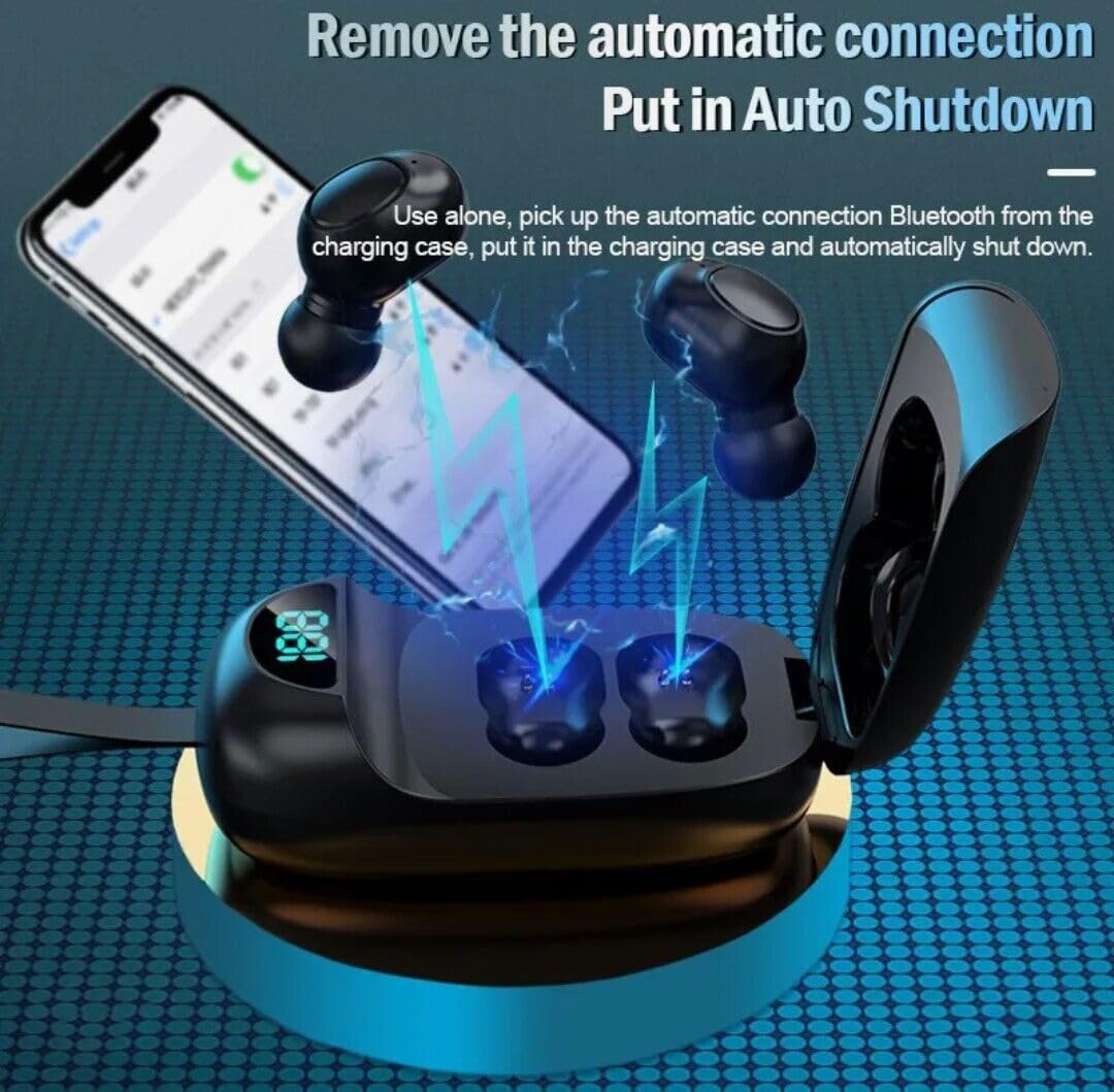 Wireless Bluetooth Earbuds with Active Noise Cancelling, 8D Bass & LED Display - IPX4 Waterproof/Sweatproof, 24H Playtime with Power Bank - Compatible with Honor X7b & All Bluetooth Devices (Black) | Perfect for Gym, Running, Travel & Workouts