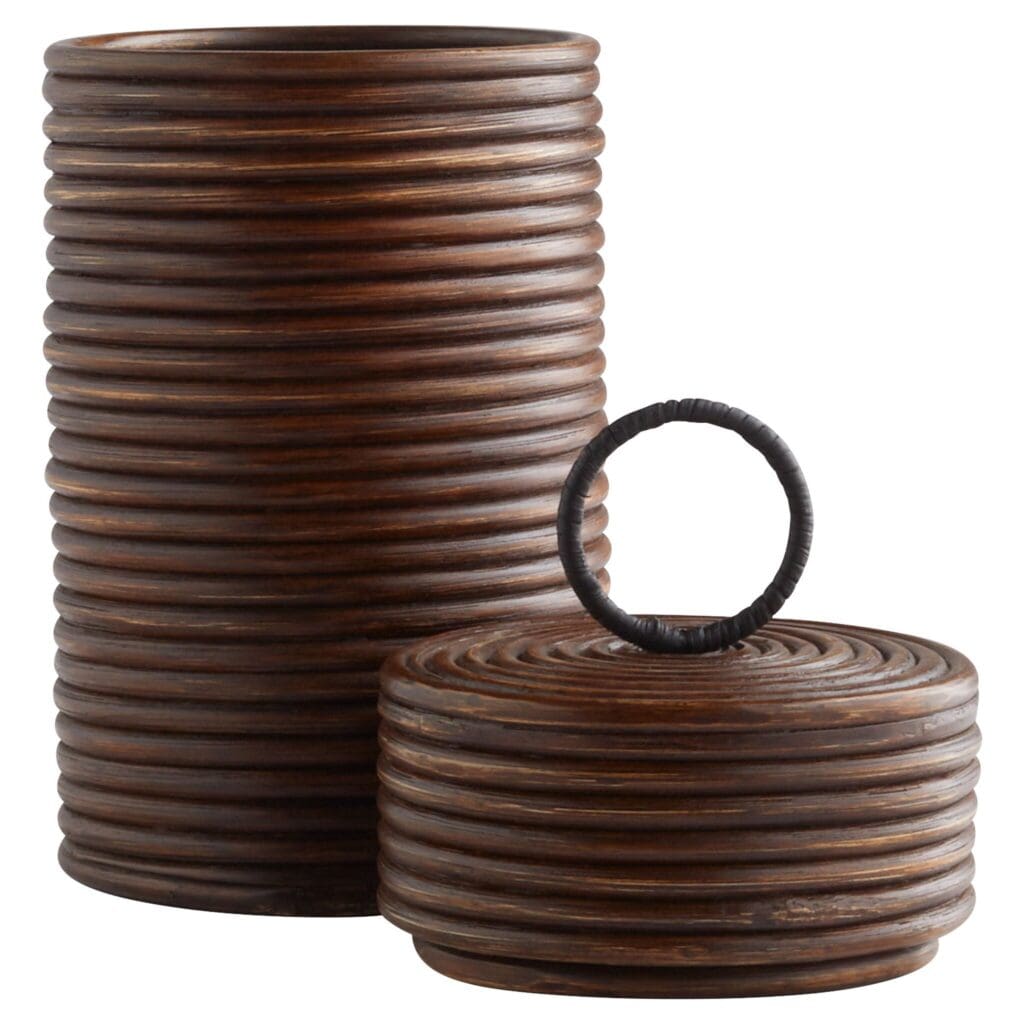 Cyan Design 11720 Papeete Small Brown Canister - Decorative Storage Container for Kitchen, Bathroom & Home Organization