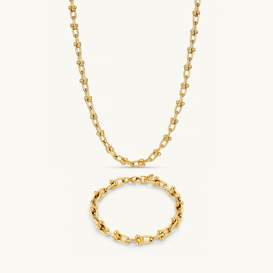 Allure Necklace & Bracelet Set - 18K Gold Plated Jewelry for Women, Elegant Gift for Her, Perfect for Weddings, Anniversaries & Special Occasions