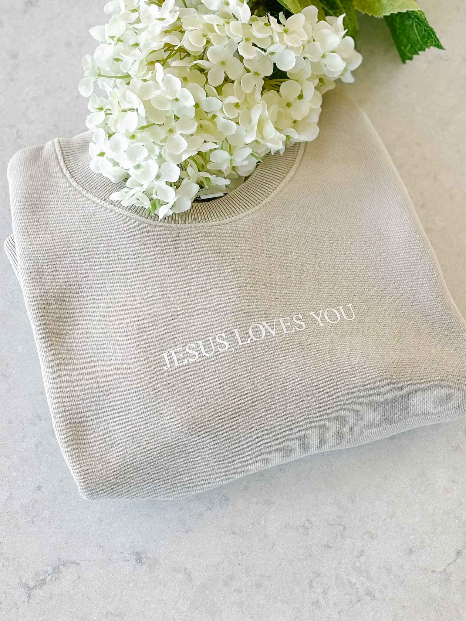 Jesus Loves You Kids Crewneck Sweatshirt - Neutral Color Christian Apparel for Boys & Girls - Perfect for Church, Sunday School & Family Gatherings