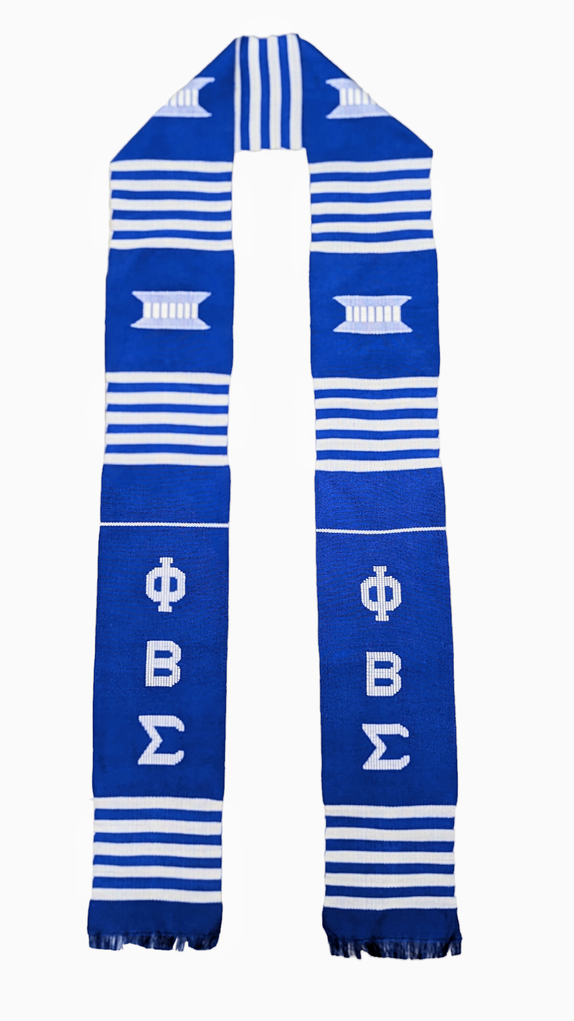 Sigma Heritage Azure Exquisite Blue and White Handwoven Kente Stole Sash - Authentic African Kente Cloth Scarf for Weddings, Graduations & Cultural Events