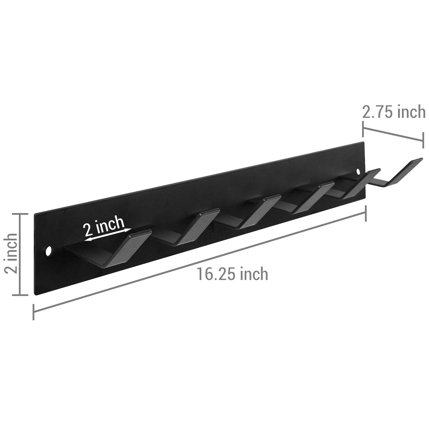 Black Metal Wall Mounted Gym Equipment Rack - 6 Hook Exercise Organizer for Resistance Bands, Jump Ropes & Weight Belts - Perfect for Home Gym, CrossFit & Fitness Accessories Storage