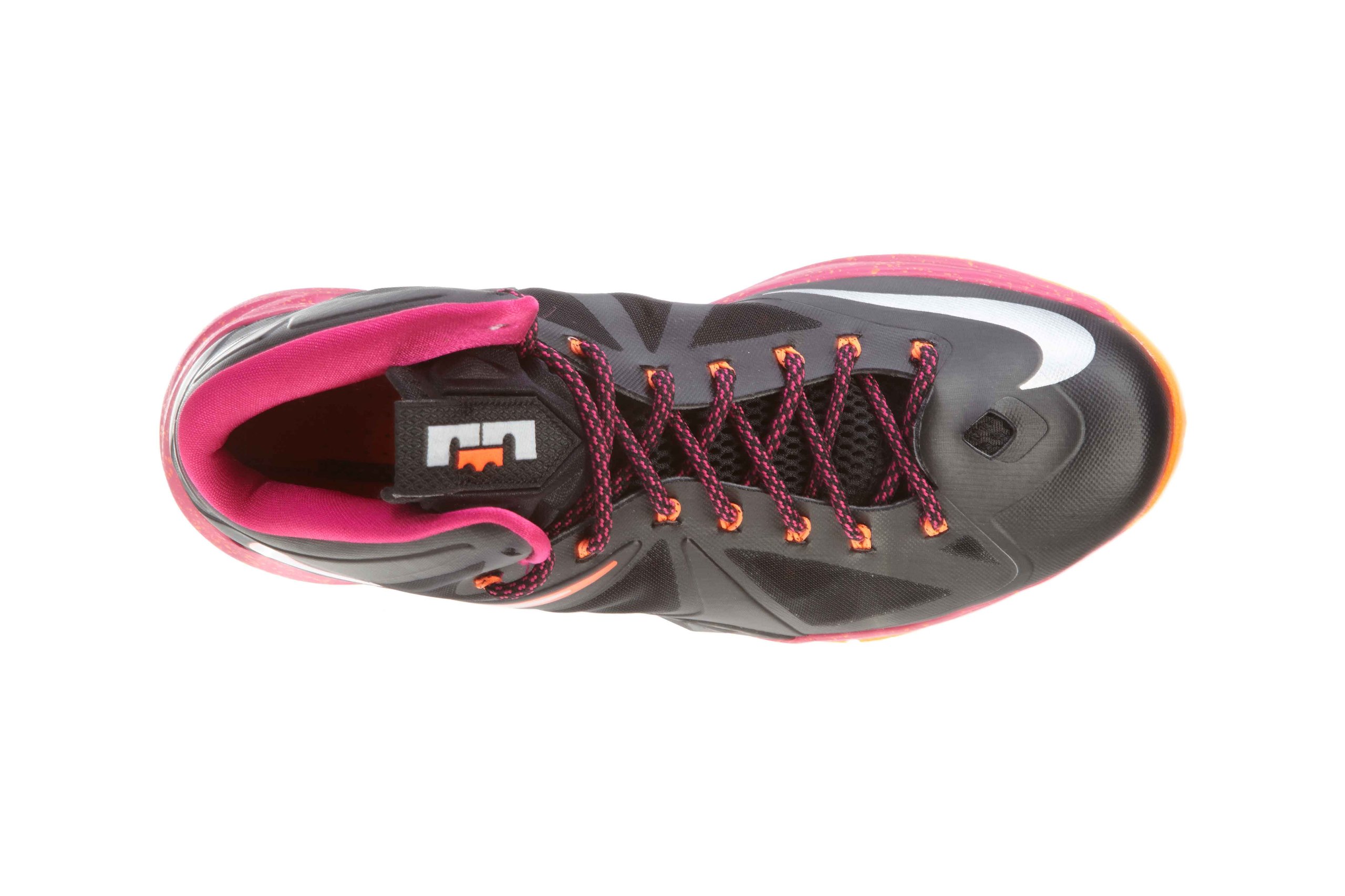 Nike LeBron X (Floridian Away) Basketball Shoes - Black/Cherry-Vivid Orange - Size 12 Men's - High-Performance Court Sneakers for Basketball Games & Training