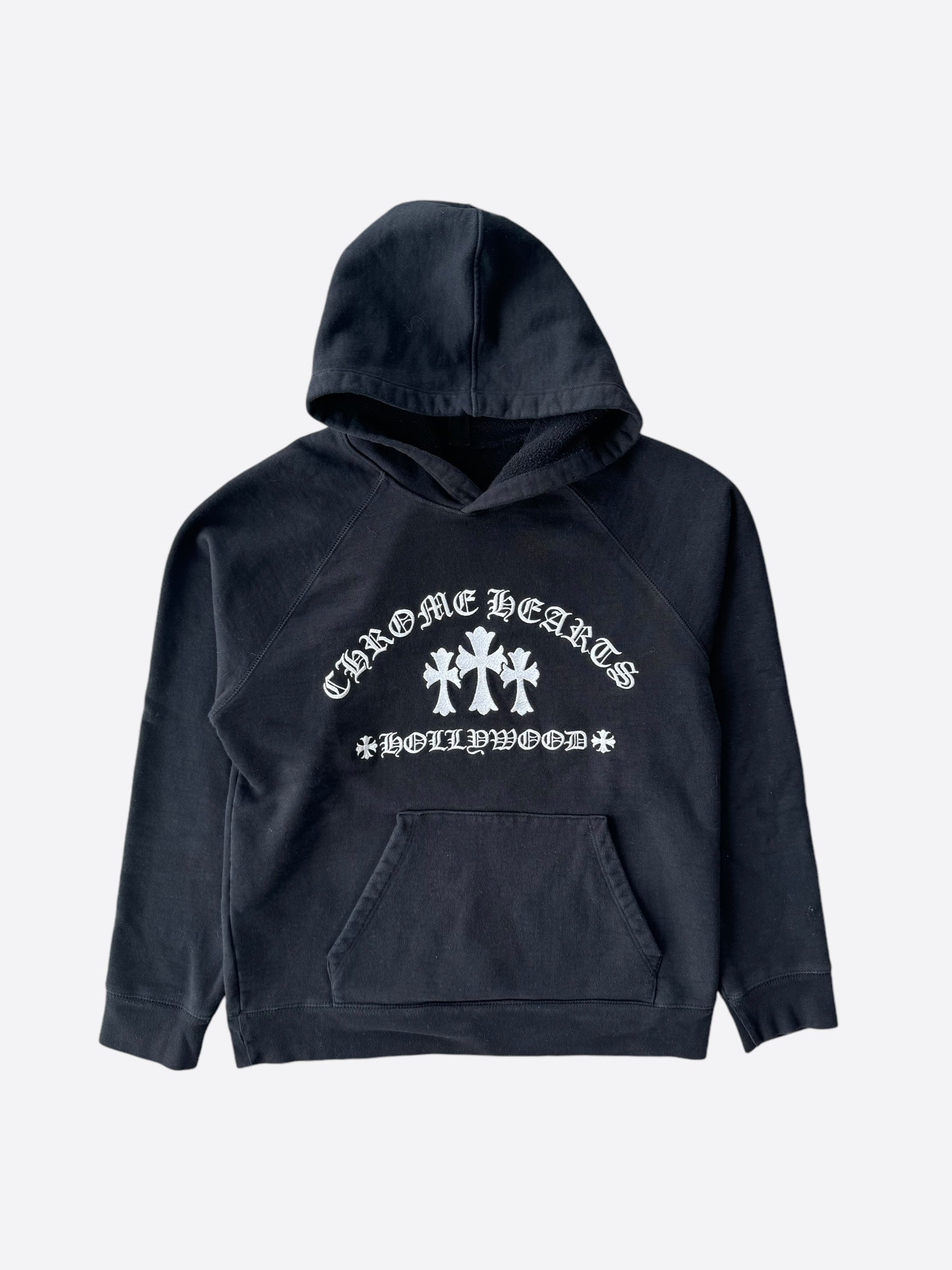 Chrome Hearts Black & White Triple Cross Embroidered Hoodie for Men - Gothic Streetwear Fashion | Perfect for Casual Wear, Parties & Urban Outfits