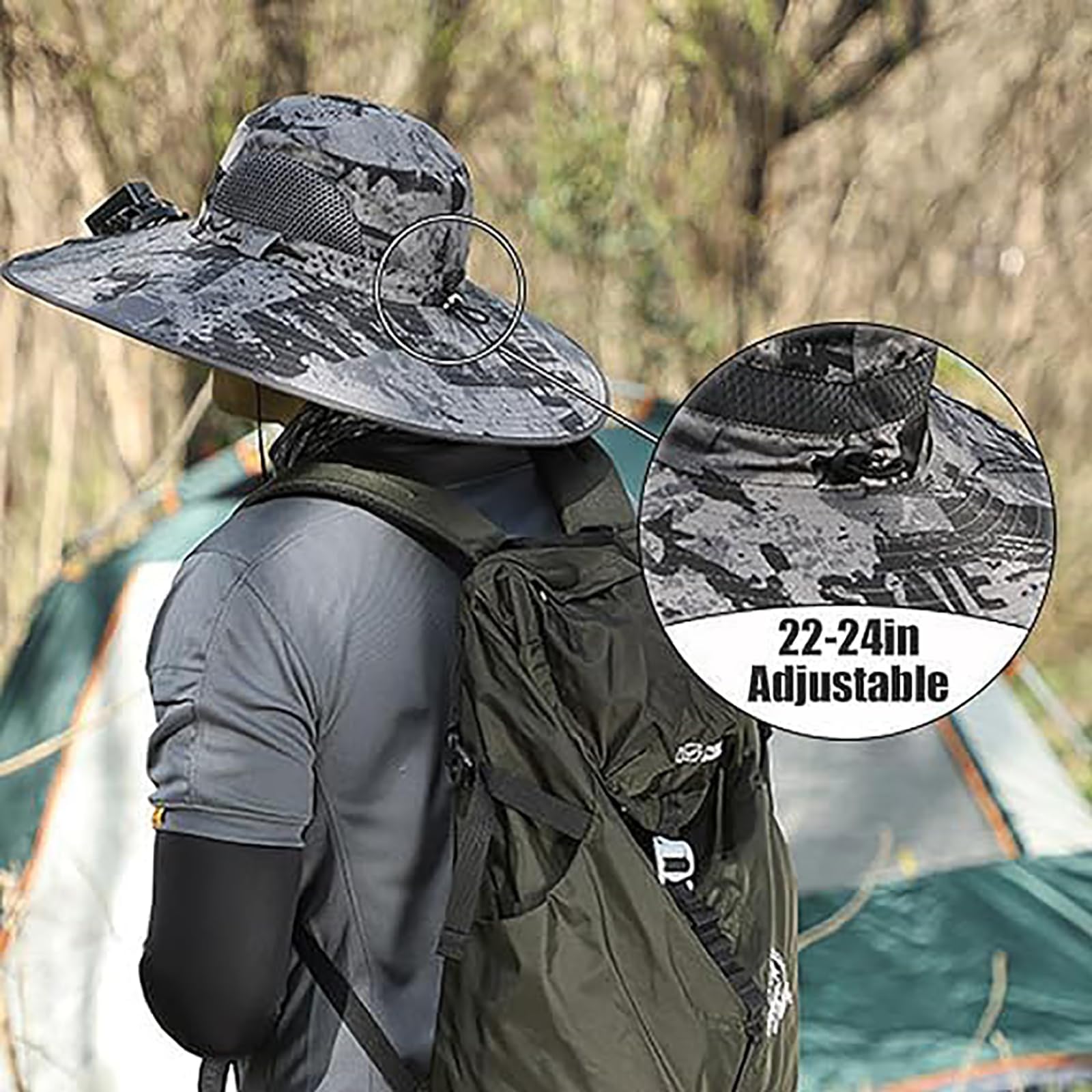 Solar Powered Wide Brim Sun Hat with Built-in Cooling Fan - UV Protection Outdoor Hat for Fishing, Hiking & Gardening - USB Rechargeable Summer Sun Hat for Men & Women