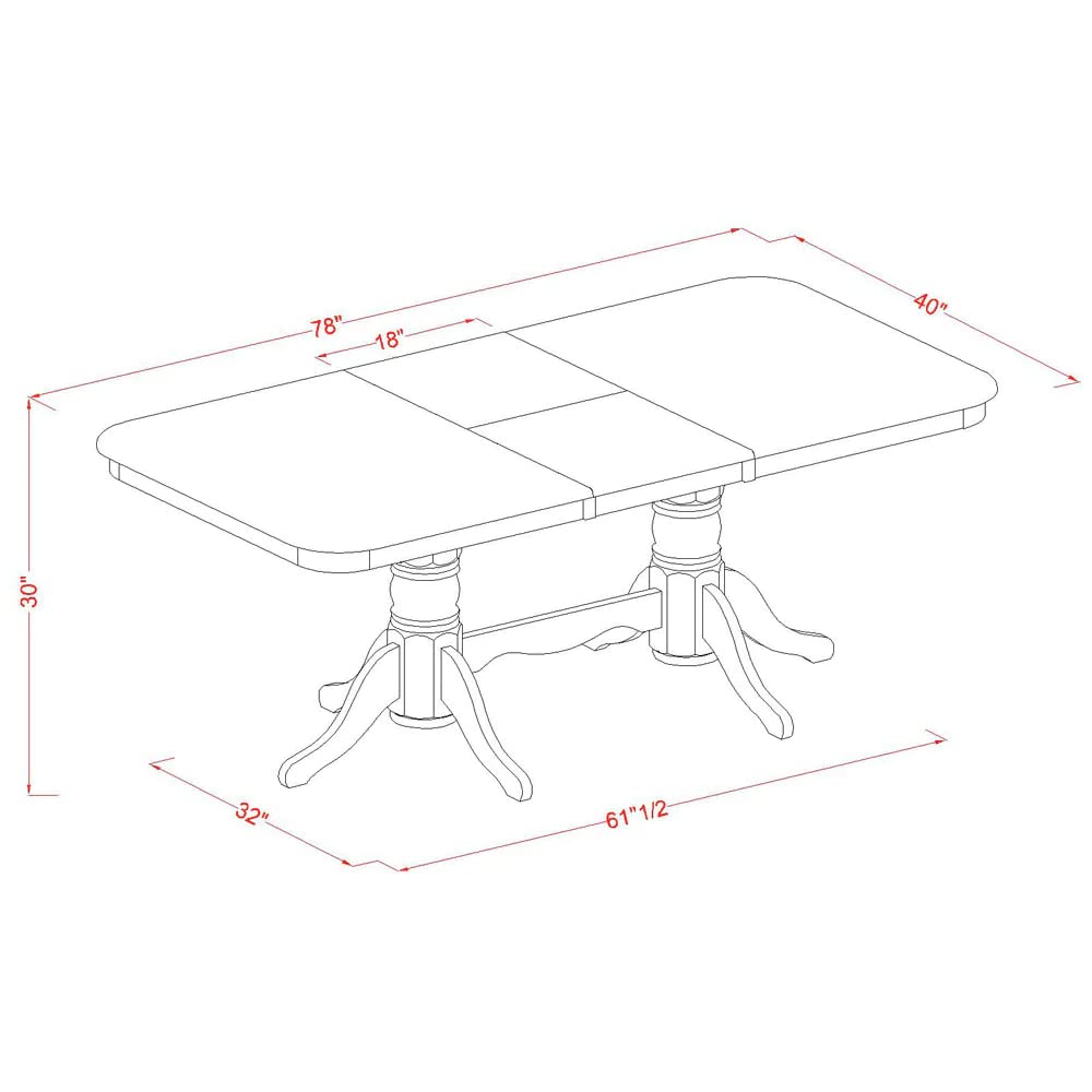 East West Furniture 5-Piece Dining Room Set with Butterfly Leaf Table & 4 Upholstered Chairs - 40x78 Inch Buttermilk & Cherry - Perfect for Small Space Dining Rooms, Breakfast Nooks, and Family Gatherings