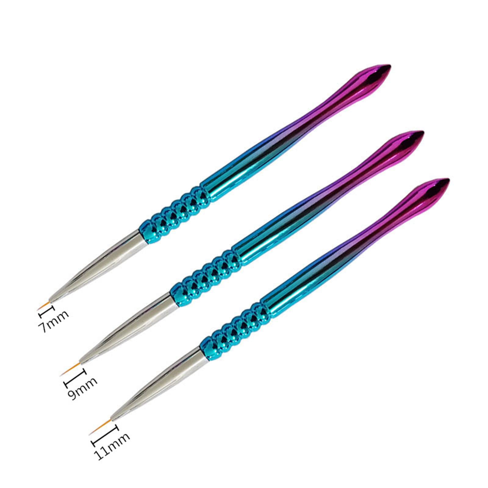 3-Piece Nail Art Brush Set - 7mm/9mm/11mm UV Gel Liner Brushes for Professional & DIY Nail Designs - Perfect for Home Salon, Manicures & Nail Art Painting