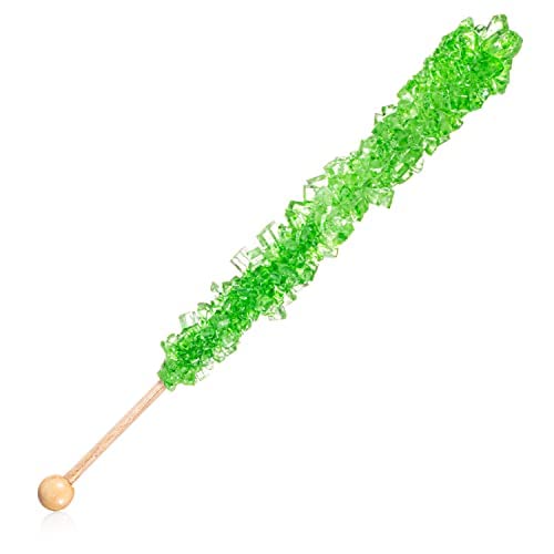 Merry Christmas Rock Candy Sugar Sticks - 10 Individually Wrapped Red & Green Holiday Candy Canes - Perfect for Stocking Stuffers, Party Favors & Christmas Decorations