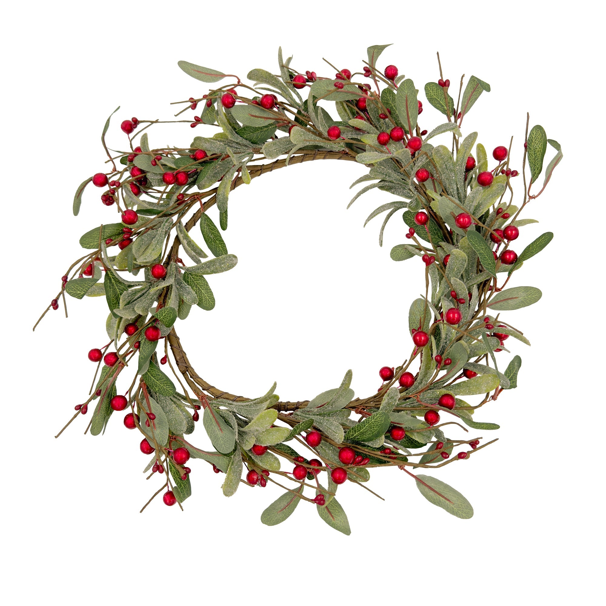 40cm Artificial Christmas Wreath with Red Pearls - Elegant Holiday Decor for Front Door, Fireplace & Festive Home Decorations