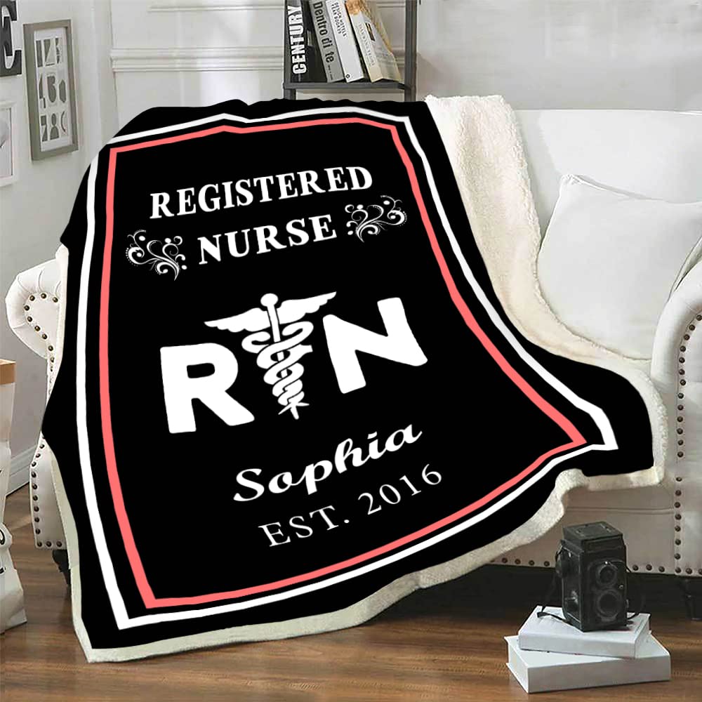 Custom Personalized Nurse Blanket with Name & Inspirational Quotes - 60x80 Inch Super Soft Fleece Blanket for Nurses - Perfect Gift for Birthday, Christmas, Nurse Appreciation & Any Special Occasion - Cozy Home, Office & Hospital Use