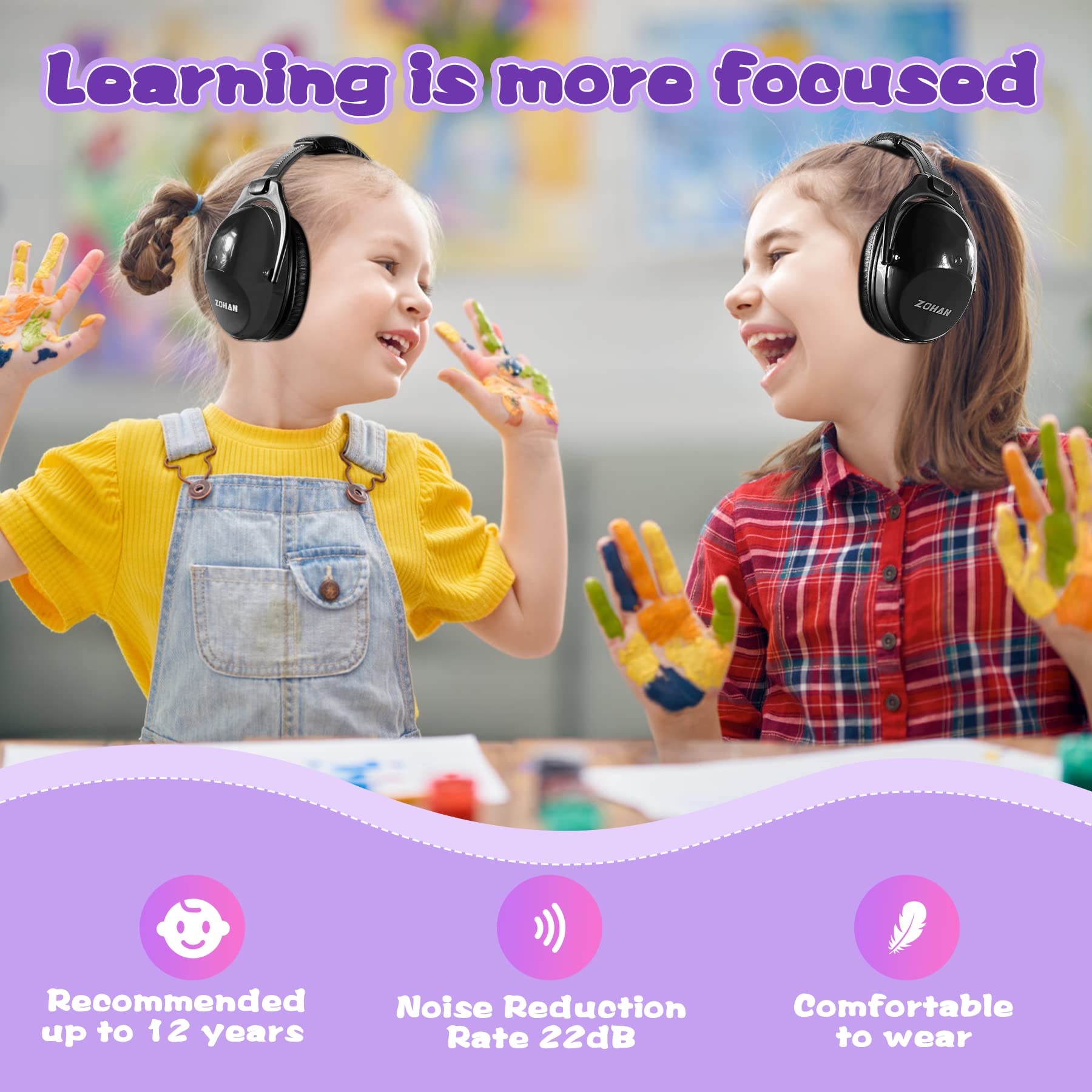 ZOHAN 030 Kids Noise Cancelling Headphones for Autism - Comfortable Ear Protection for Sensory Sensitive Children - Perfect for School, Travel, and Therapy Sessions
