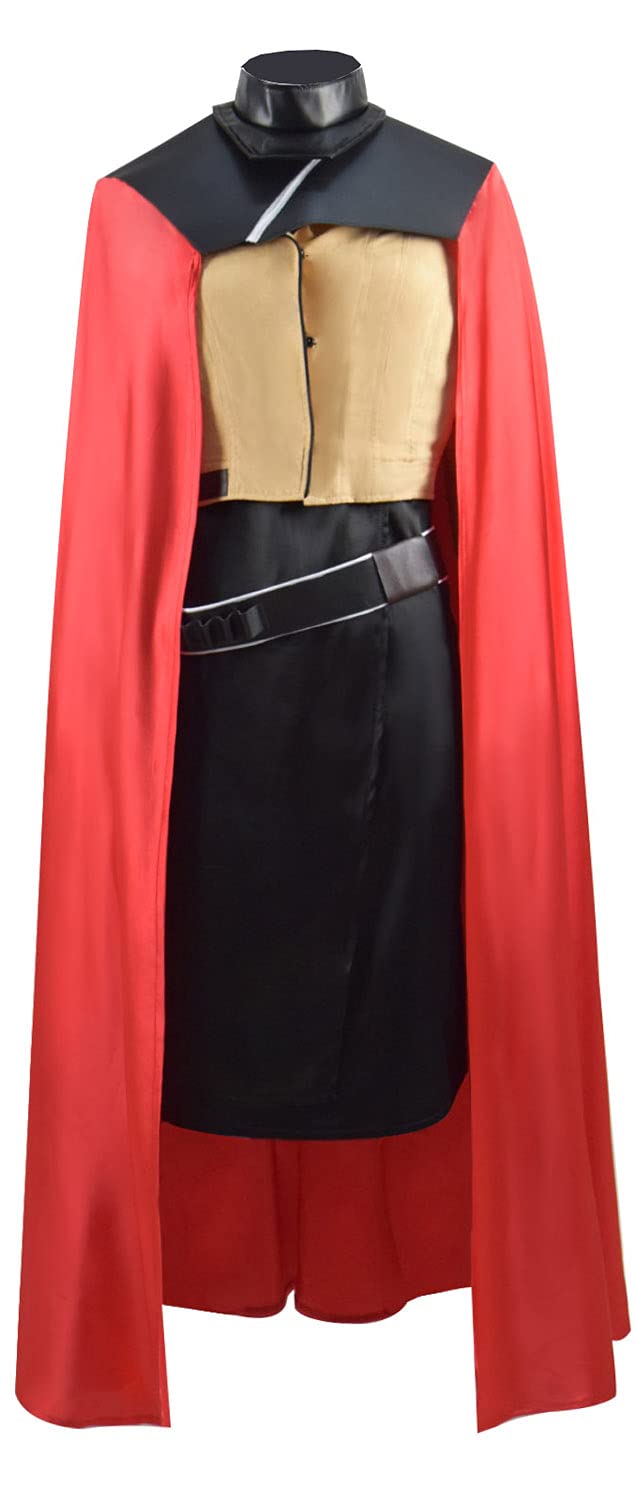 Qi'ra Cosplay Costume for Women - Adult Star Wars Qi'ra Dress with Red Cape, Full Set Jedi Uniform, Han Solo Outfit for Halloween & Comic Con
