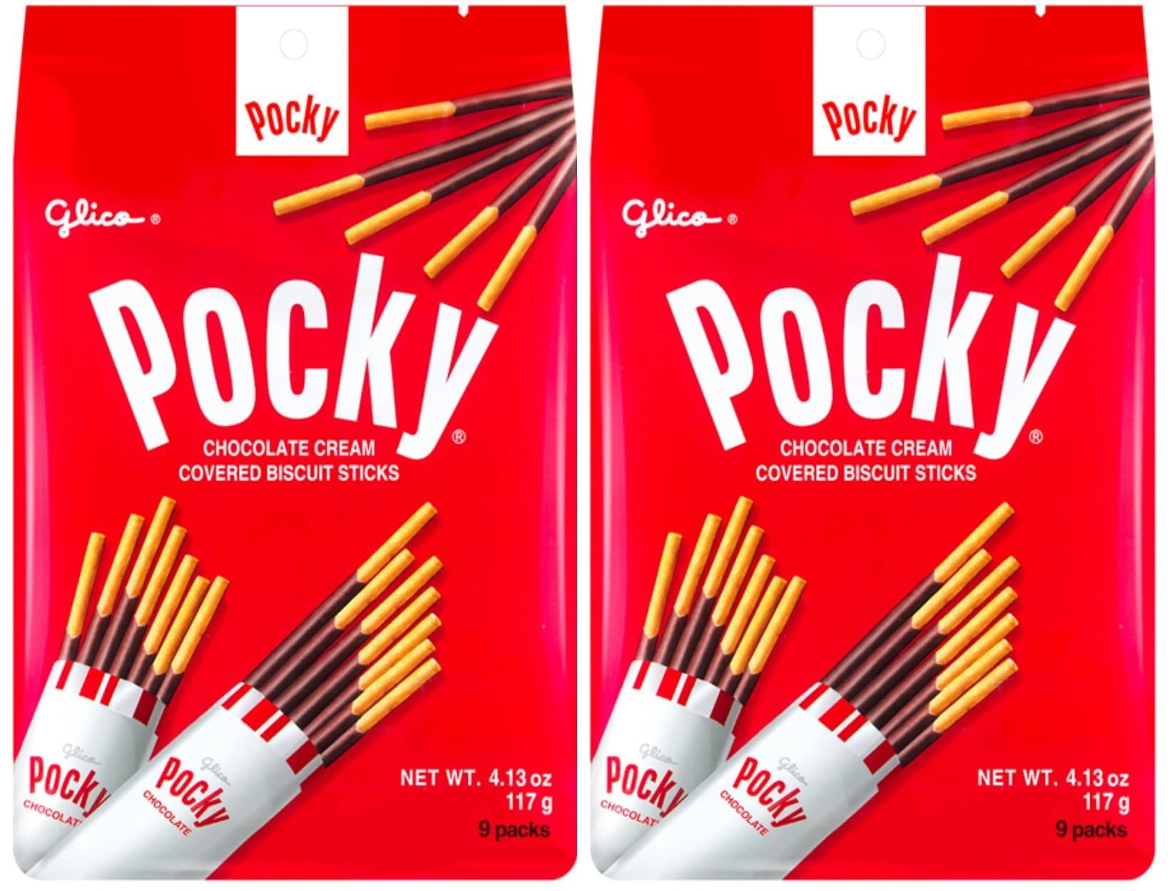 Crunchy Glico Pocky Sticks - Chocolate Cream Covered Biscuit Snacks | Authentic Japanese Candy | Pack of 2 (18 Sticks Total) | Perfect for Parties, Gifts & Movie Nights